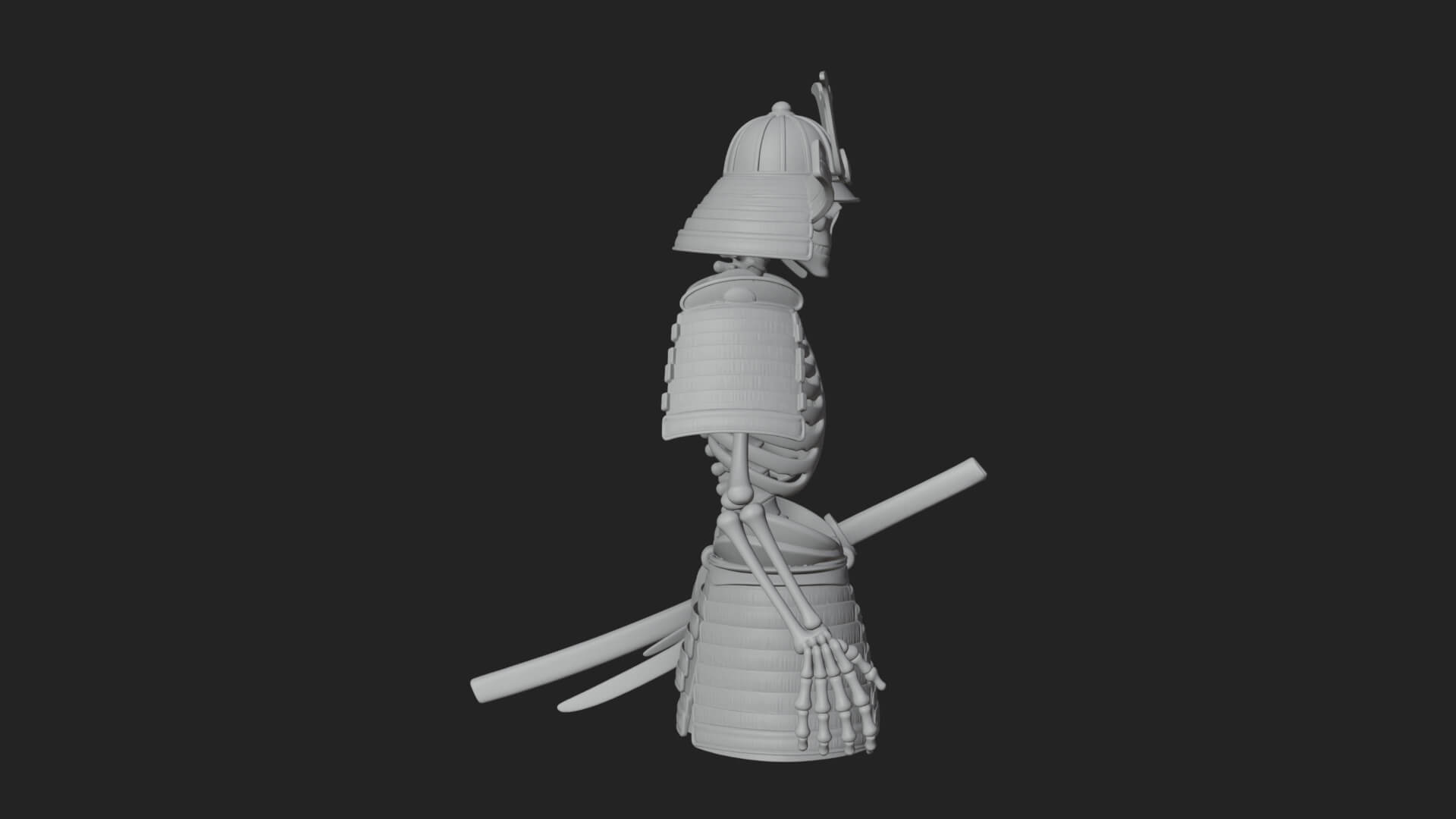 Skeleton Samurai Statue Design 2 3D Print Model 3D Model