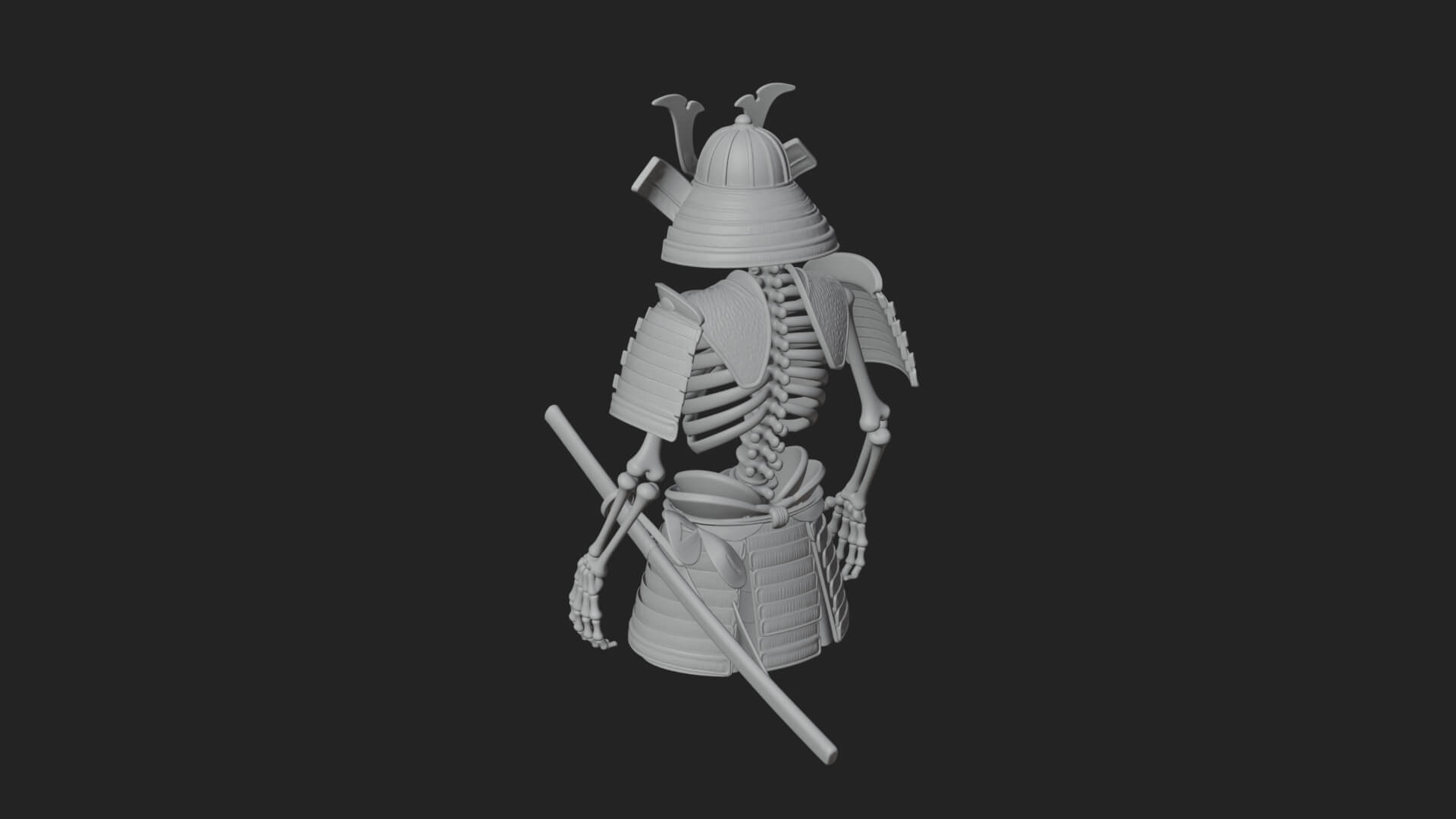 Skeleton Samurai Statue Design 2 3D Print Model 3D Model