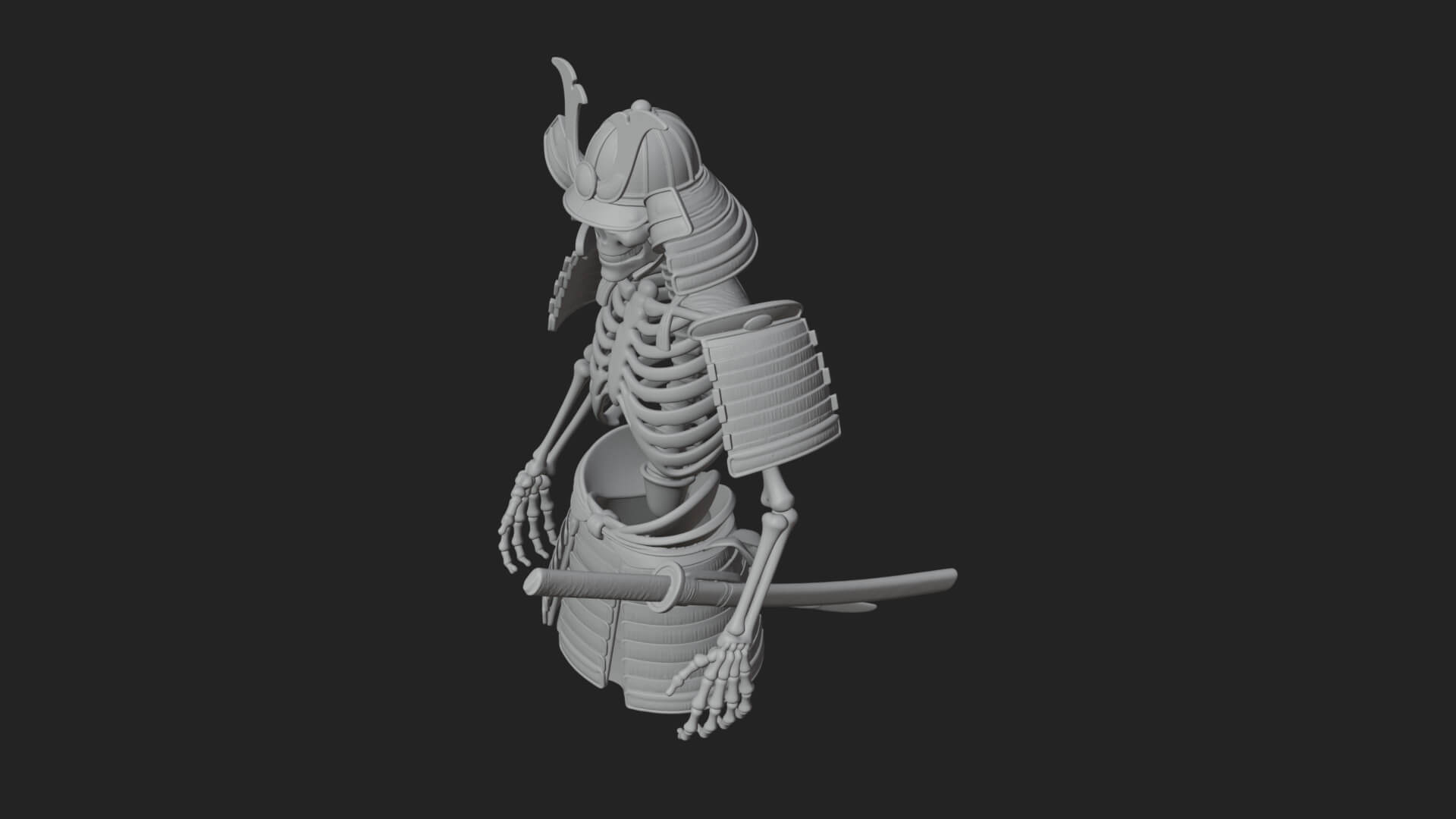 Skeleton Samurai Statue Design 2 3D Print Model 3D Model