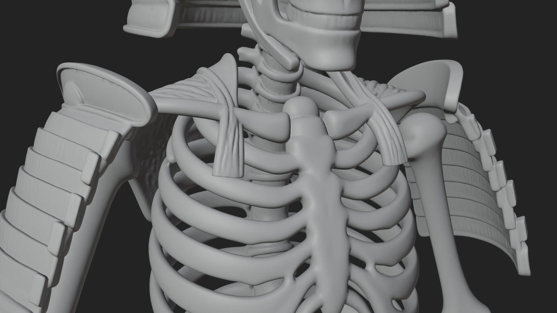 Skeleton Samurai Statue Design 2 3D Print Model 3D Model