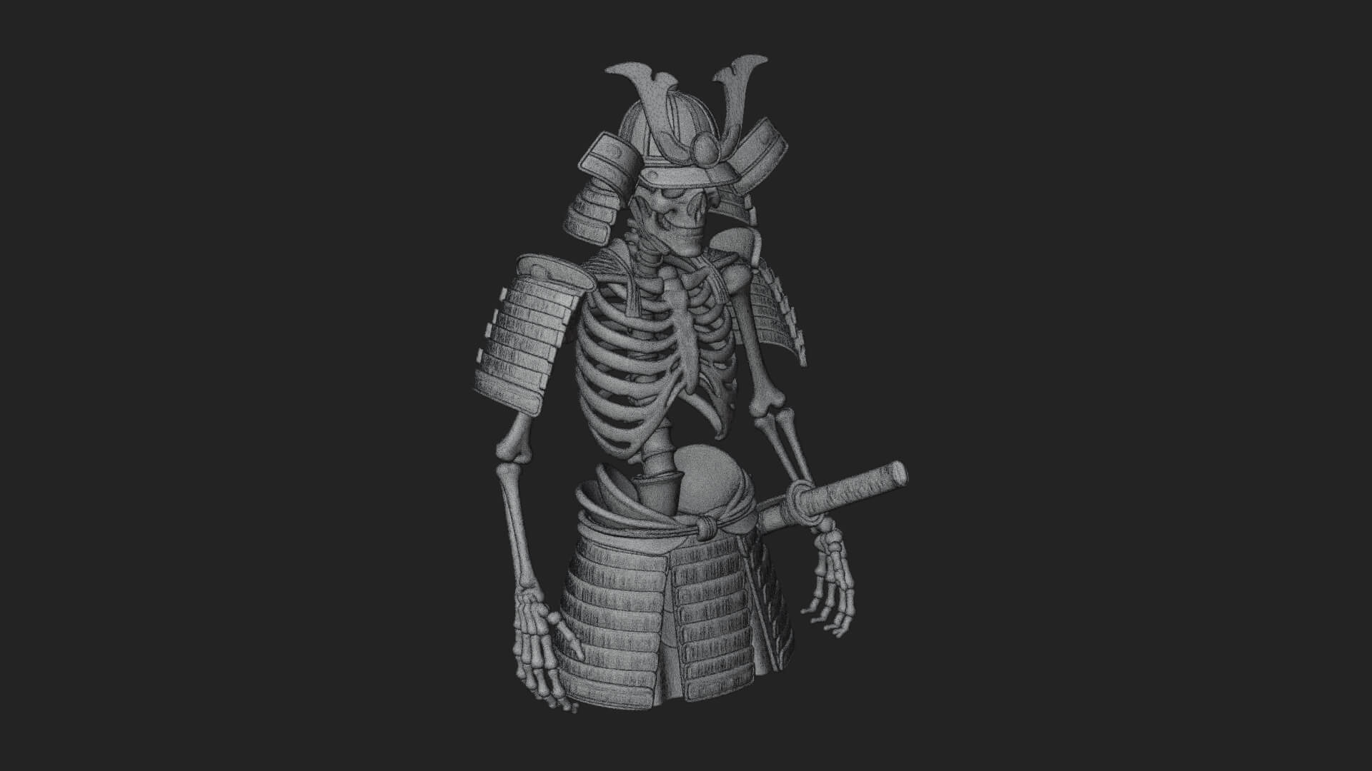 Skeleton Samurai Statue Design 2 3D Print Model 3D Model