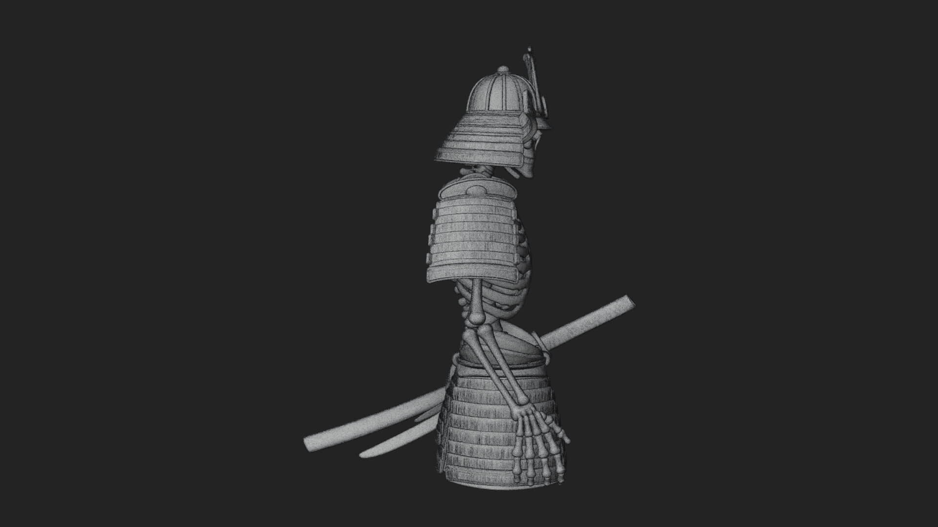 Skeleton Samurai Statue Design 2 3D Print Model 3D Model