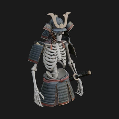 Skeleton Samurai Statue Design 2 3D Print Model