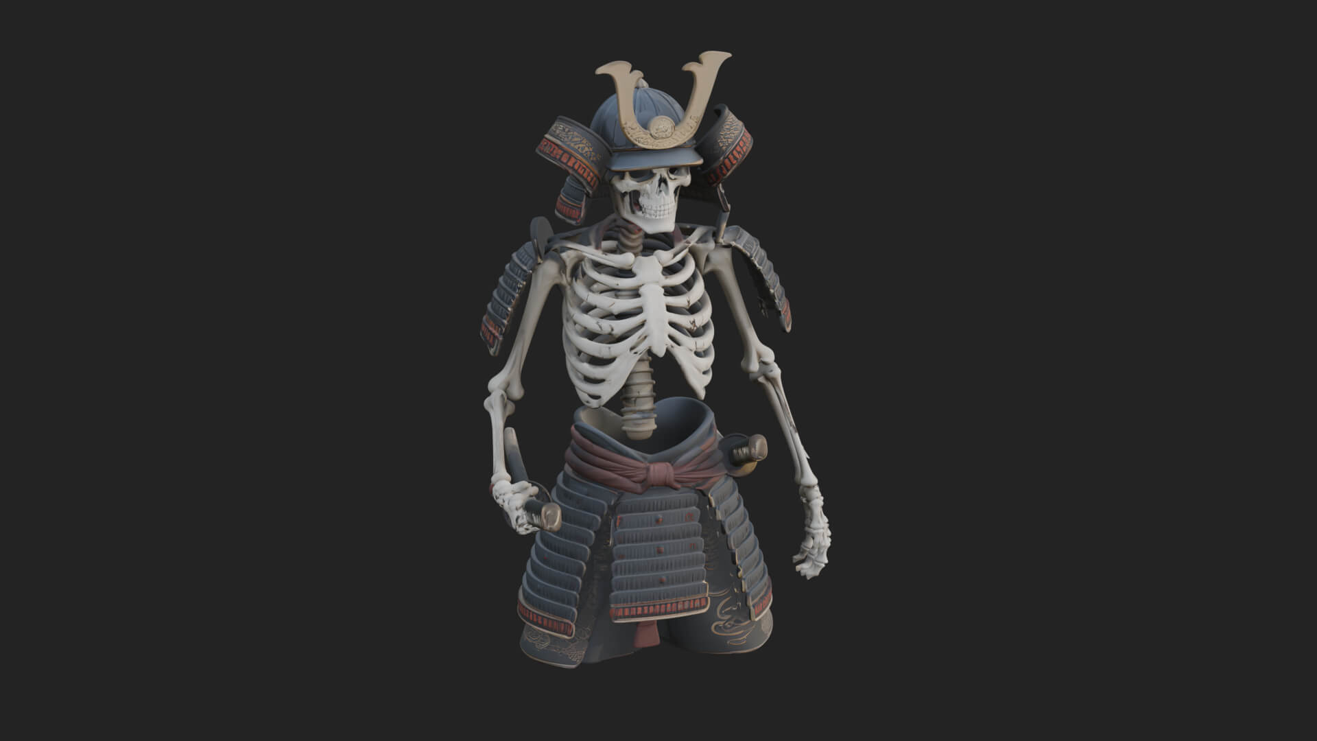 Skeleton Samurai Statue Design 3 3D Print Model 3D Model