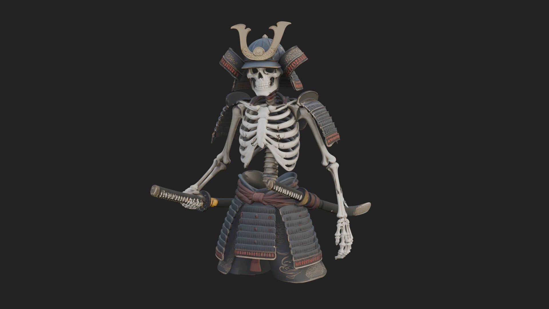 Skeleton Samurai Statue Design 3 3D Print Model 3D Model