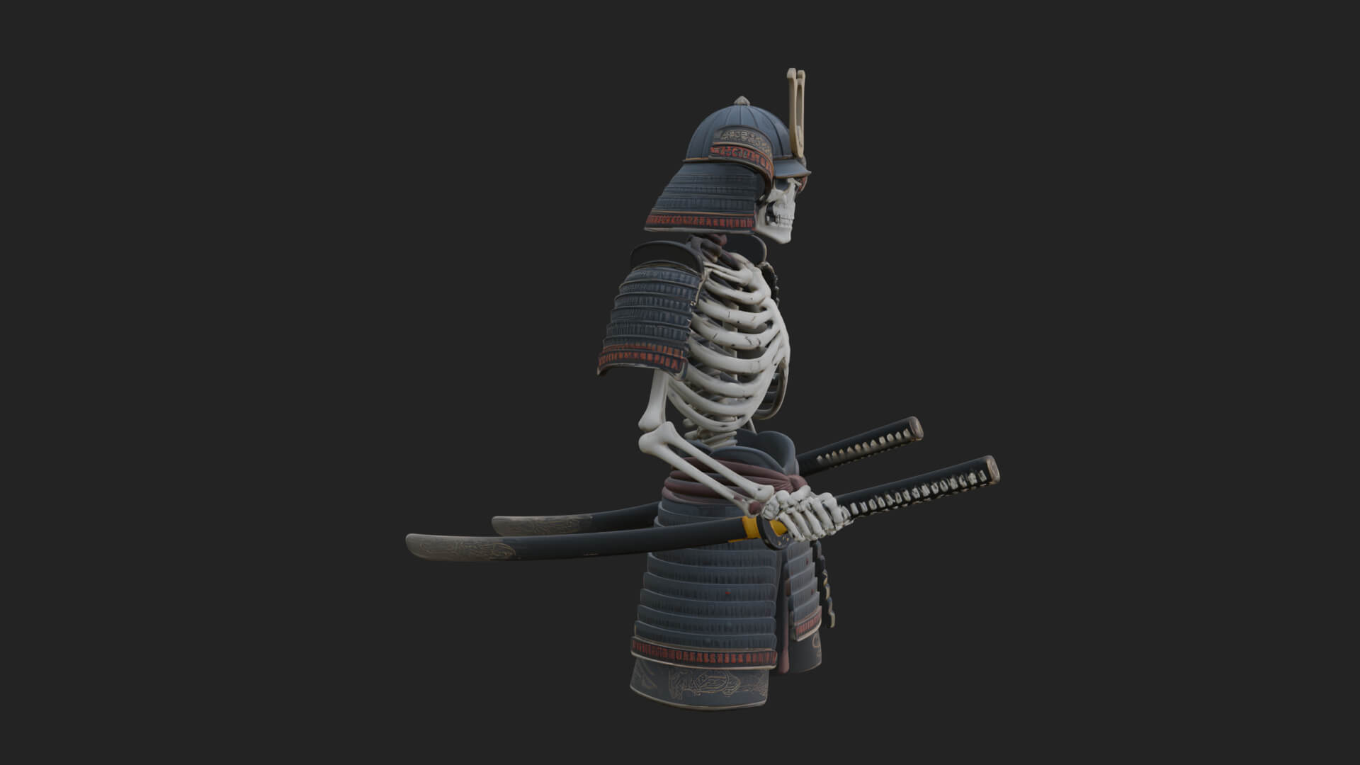 Skeleton Samurai Statue Design 3 3D Print Model 3D Model
