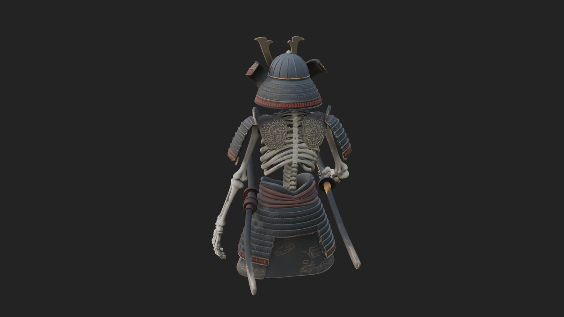Skeleton Samurai Statue Design 3 3D Print Model 3D Model