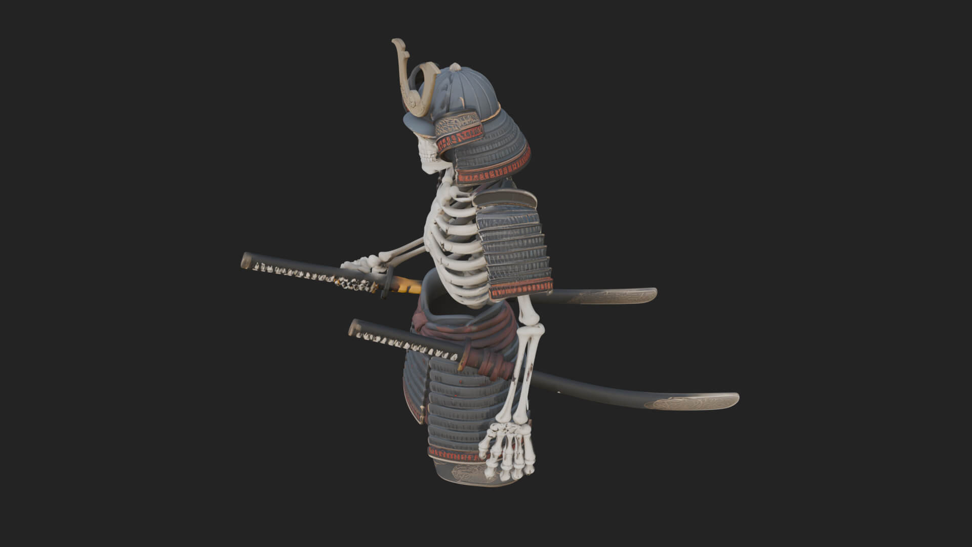 Skeleton Samurai Statue Design 3 3D Print Model 3D Model