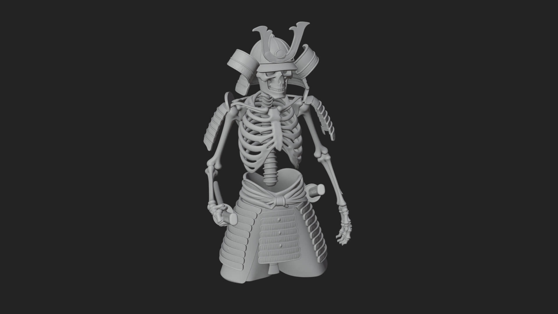Skeleton Samurai Statue Design 3 3D Print Model 3D Model