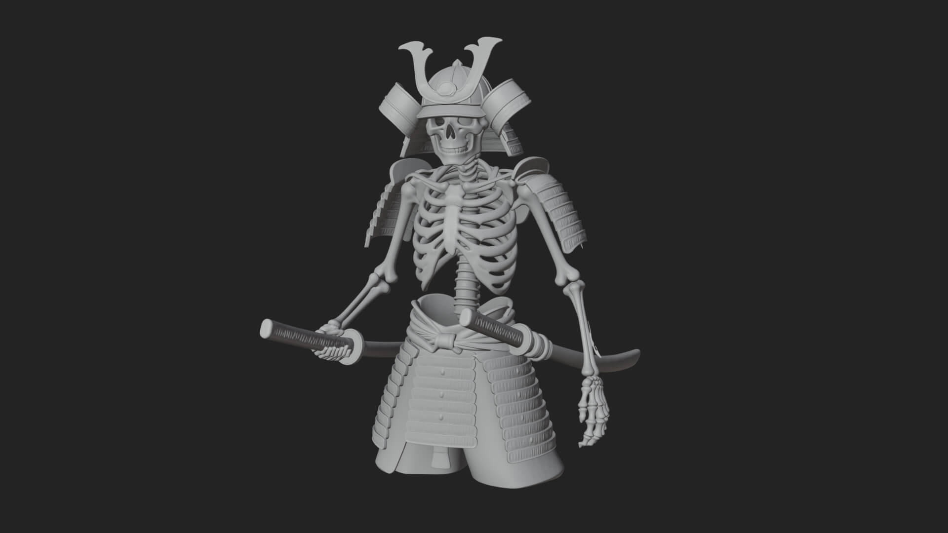 Skeleton Samurai Statue Design 3 3D Print Model 3D Model