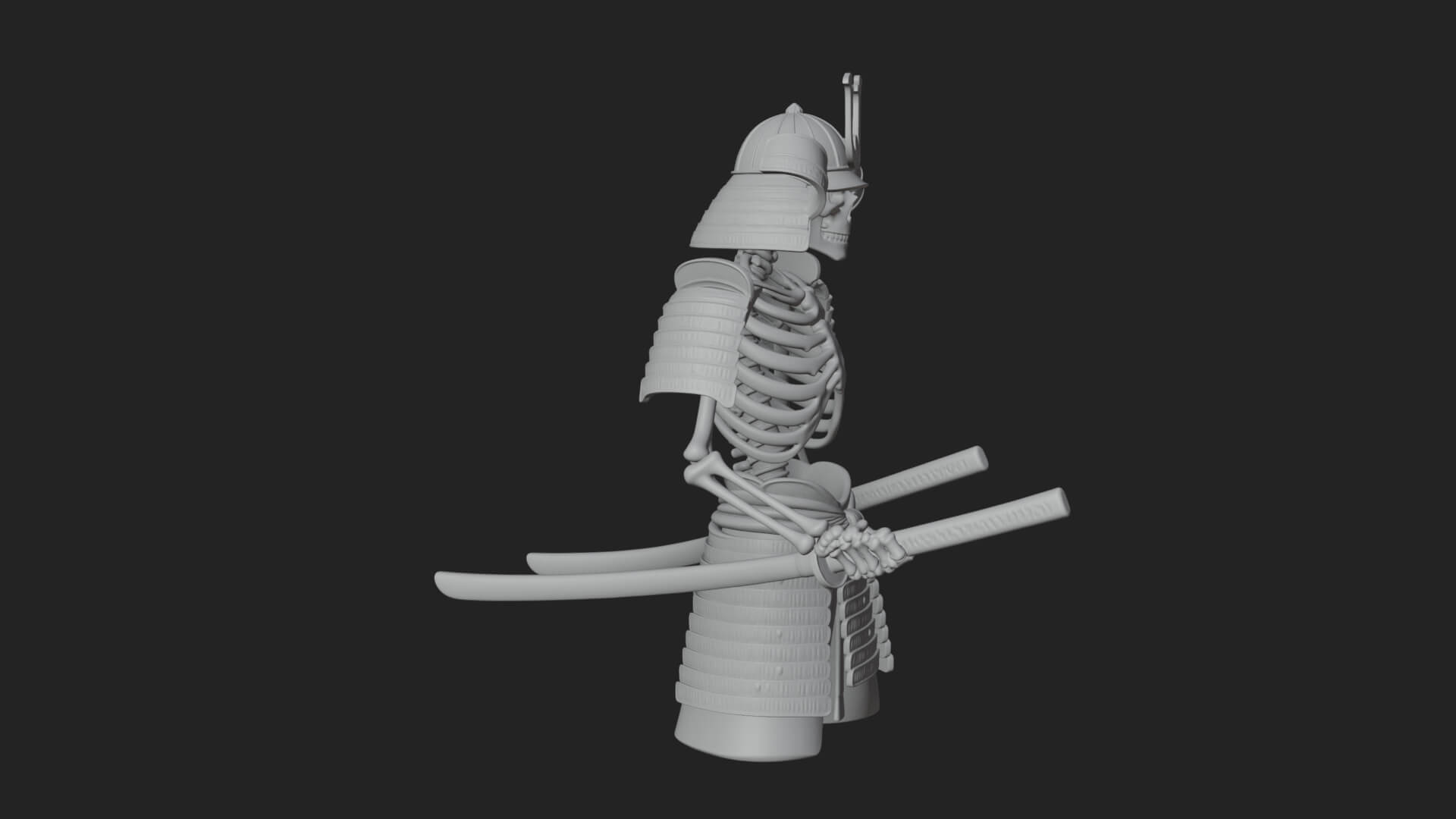 Skeleton Samurai Statue Design 3 3D Print Model 3D Model