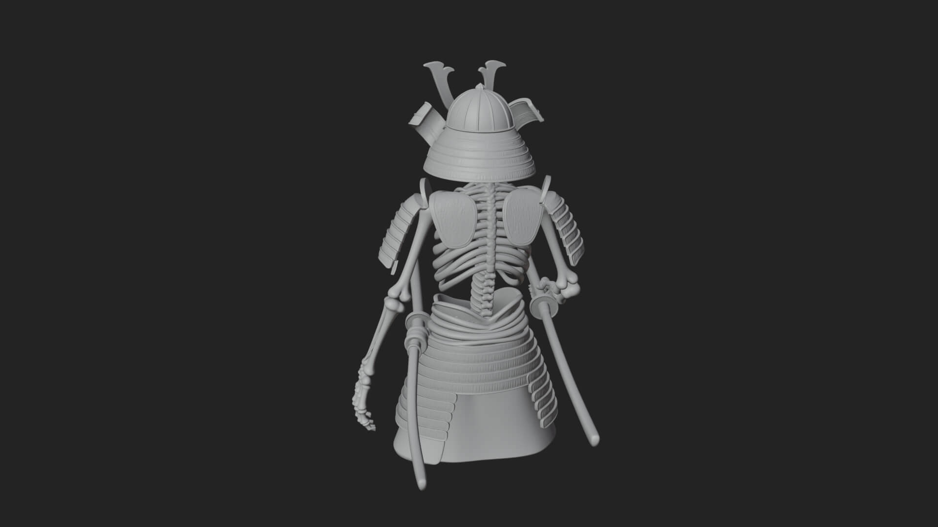 Skeleton Samurai Statue Design 3 3D Print Model 3D Model
