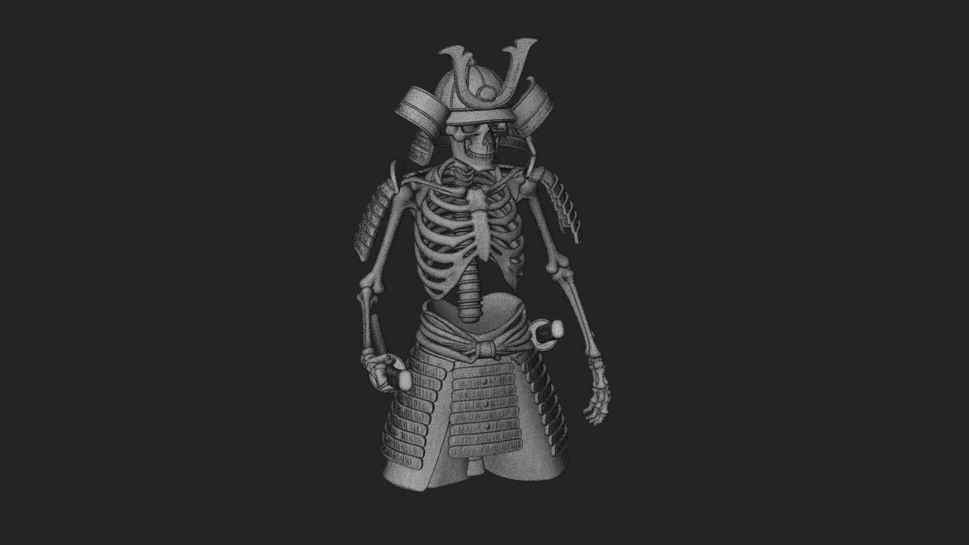 Skeleton Samurai Statue Design 3 3D Print Model 3D Model