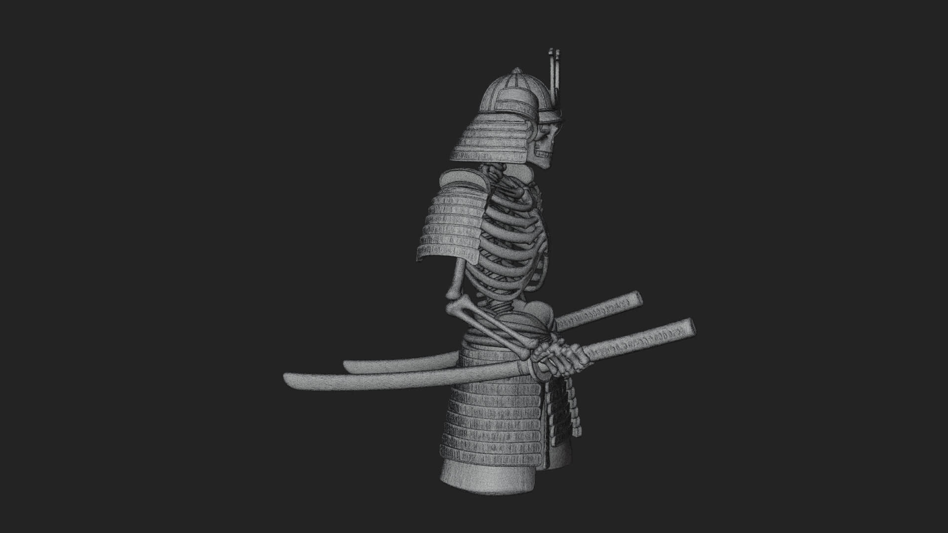Skeleton Samurai Statue Design 3 3D Print Model 3D Model