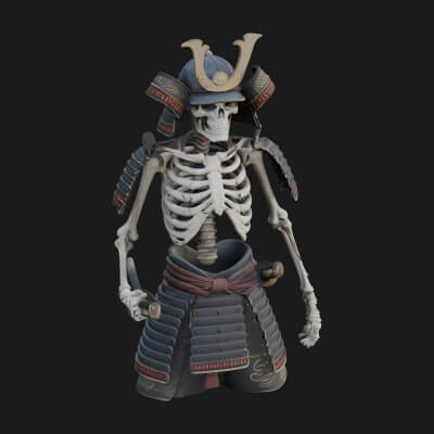 Skeleton Samurai Statue Design 3 3D Print Model