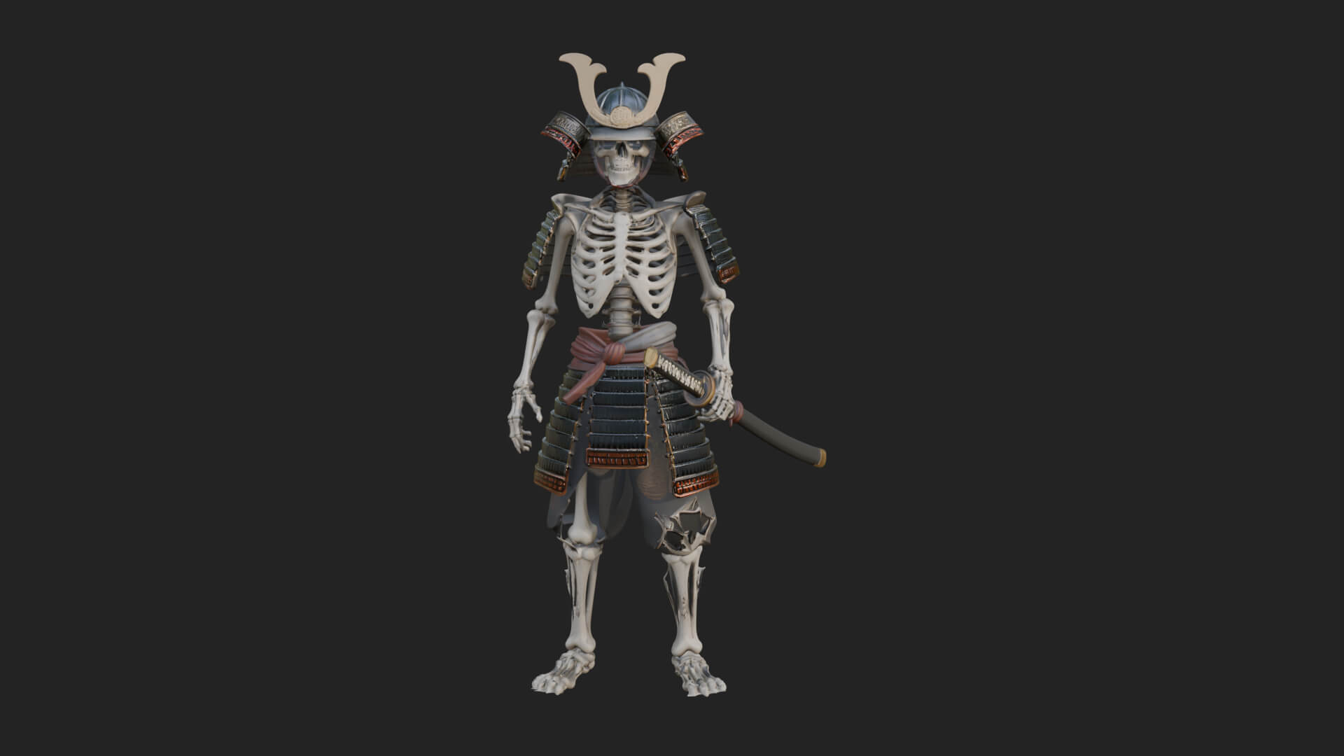 Skeleton Samurai Statue Design 4 3D Print Model 3D Model