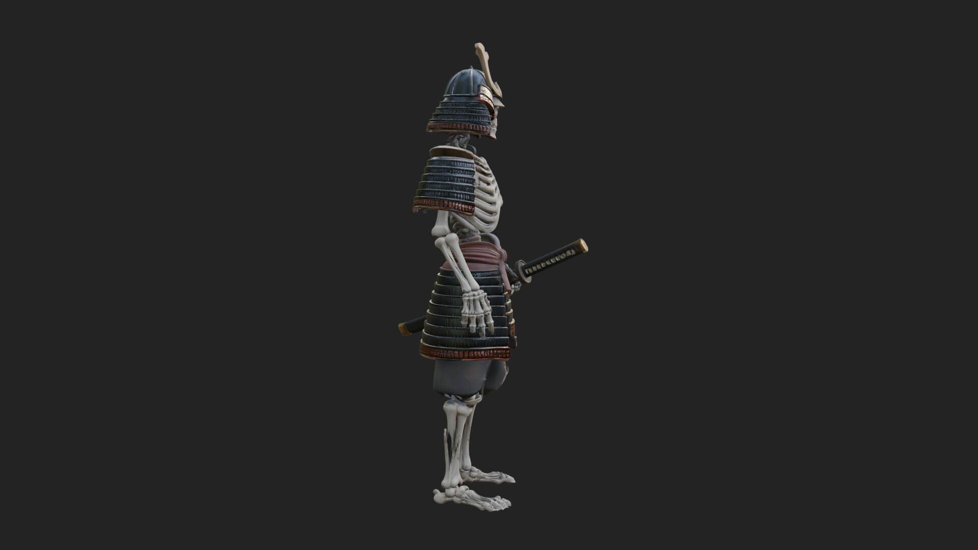 Skeleton Samurai Statue Design 4 3D Print Model 3D Model