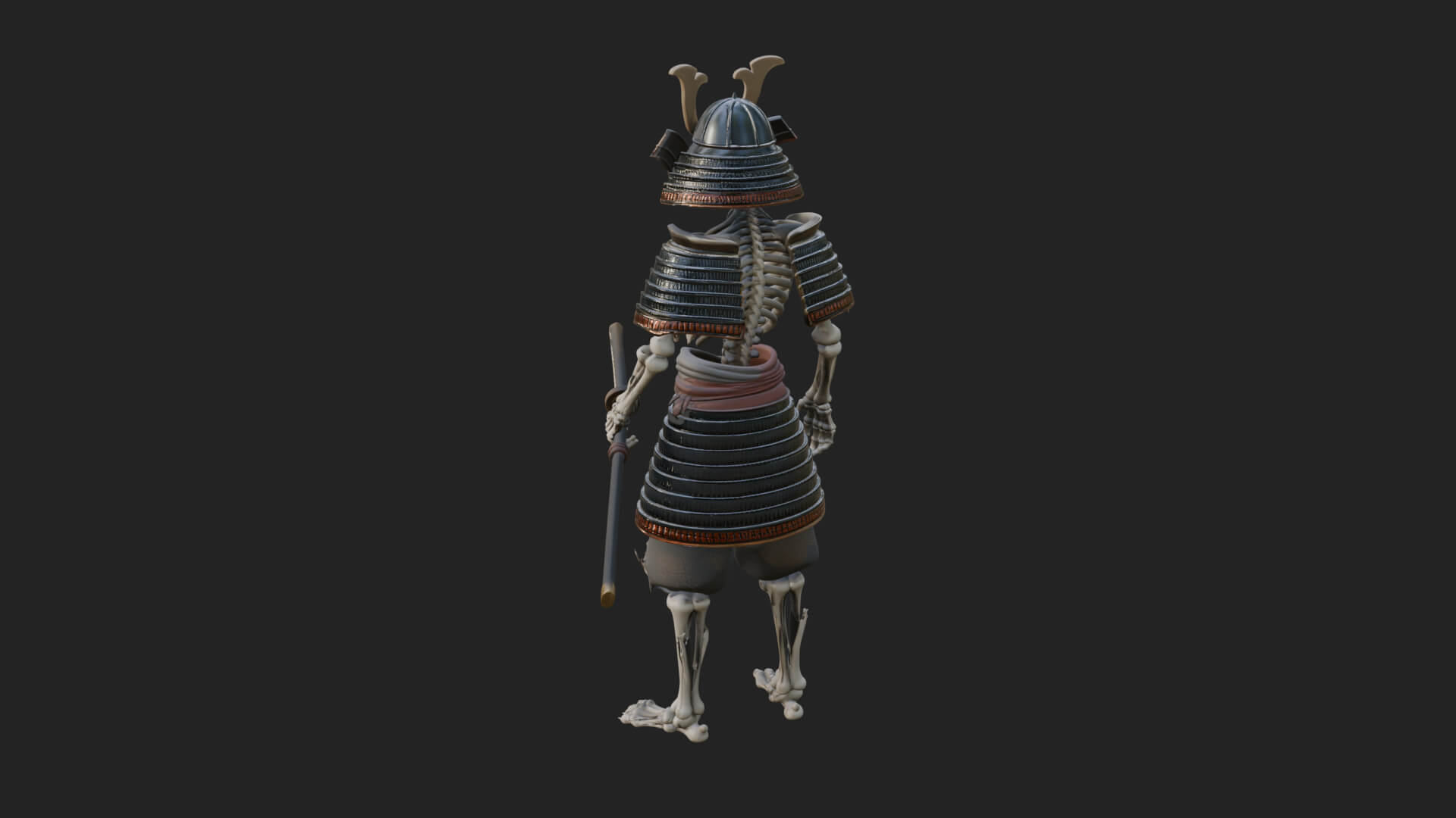Skeleton Samurai Statue Design 4 3D Print Model 3D Model