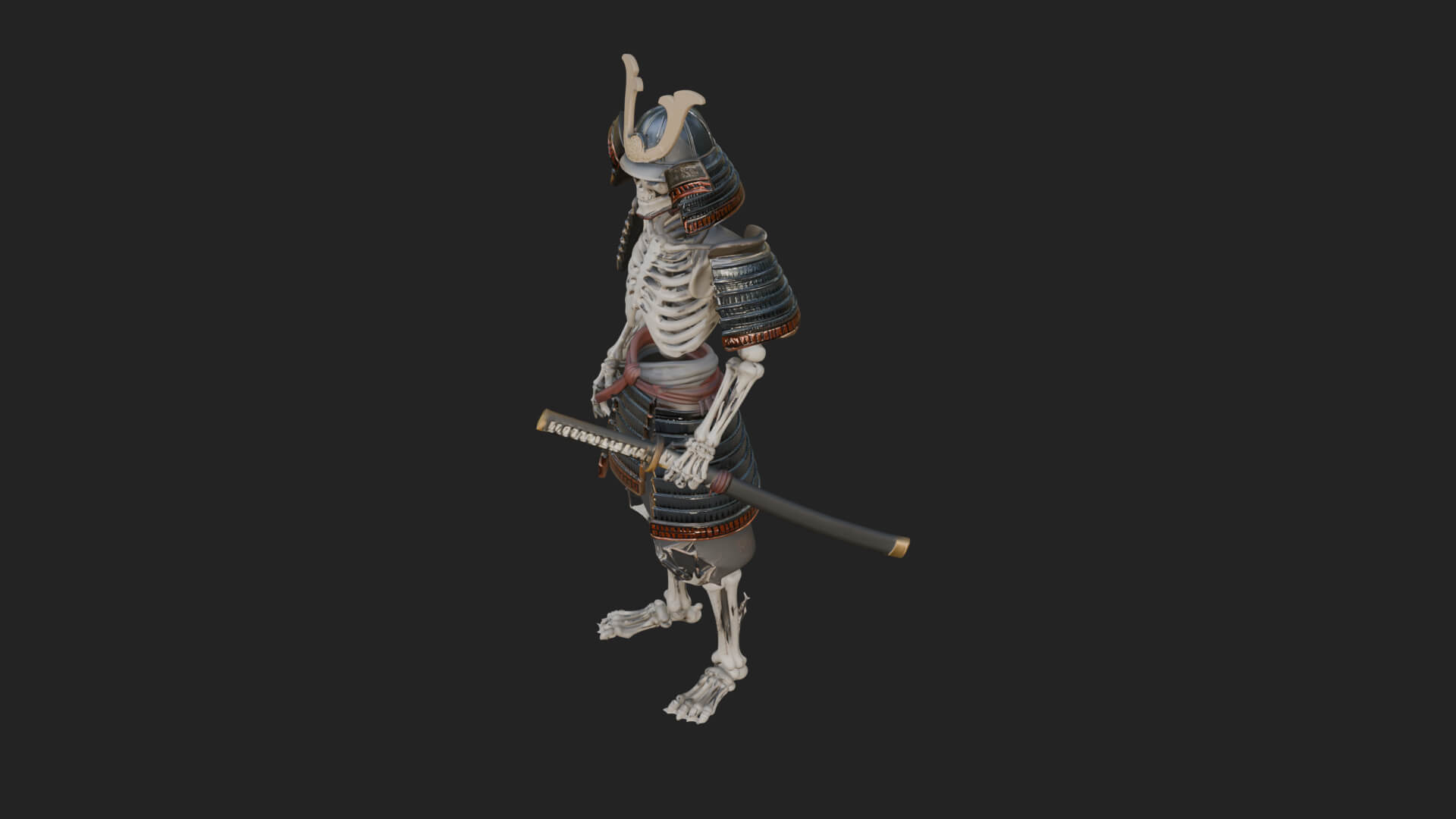 Skeleton Samurai Statue Design 4 3D Print Model 3D Model