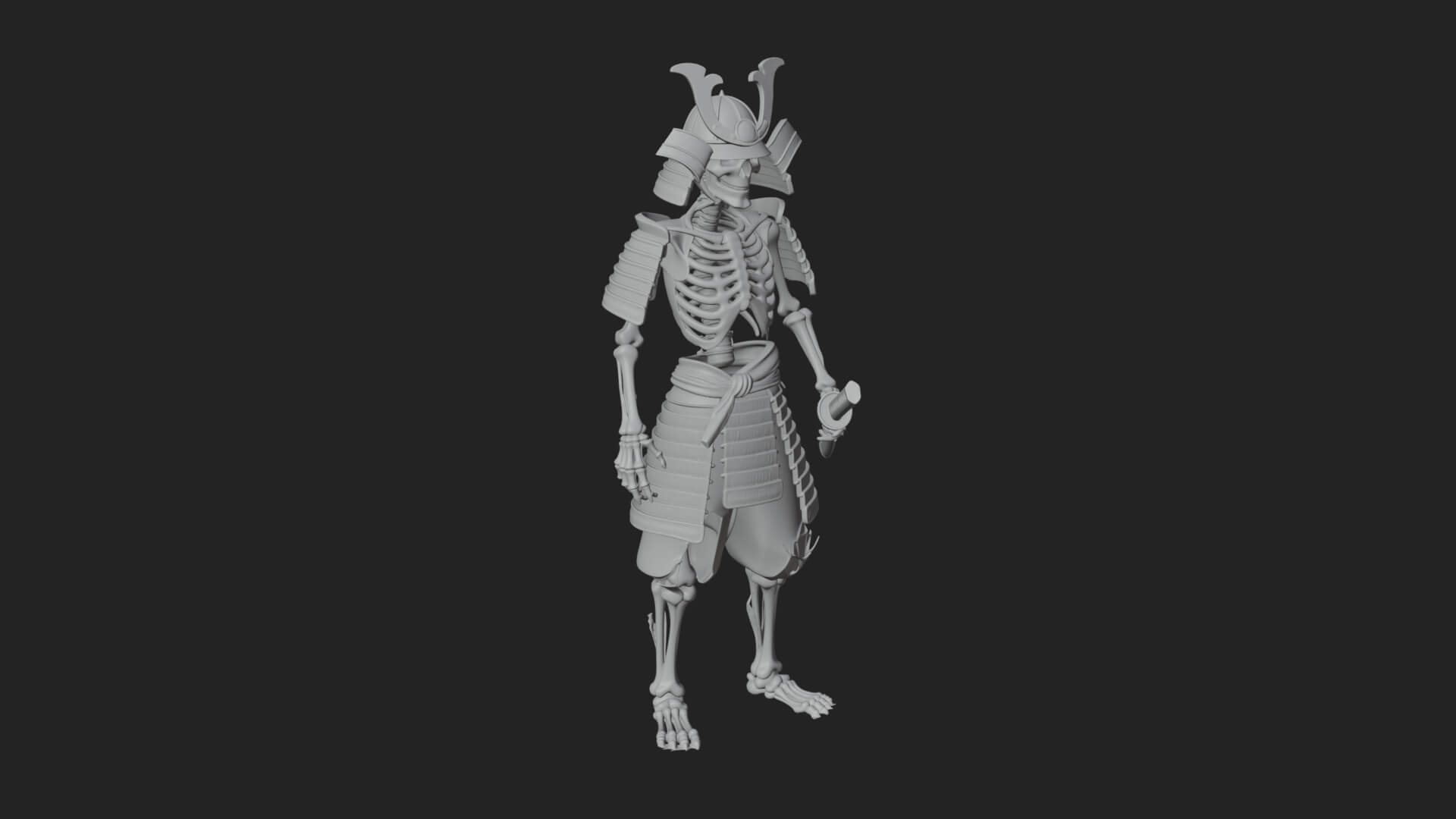 Skeleton Samurai Statue Design 4 3D Print Model 3D Model