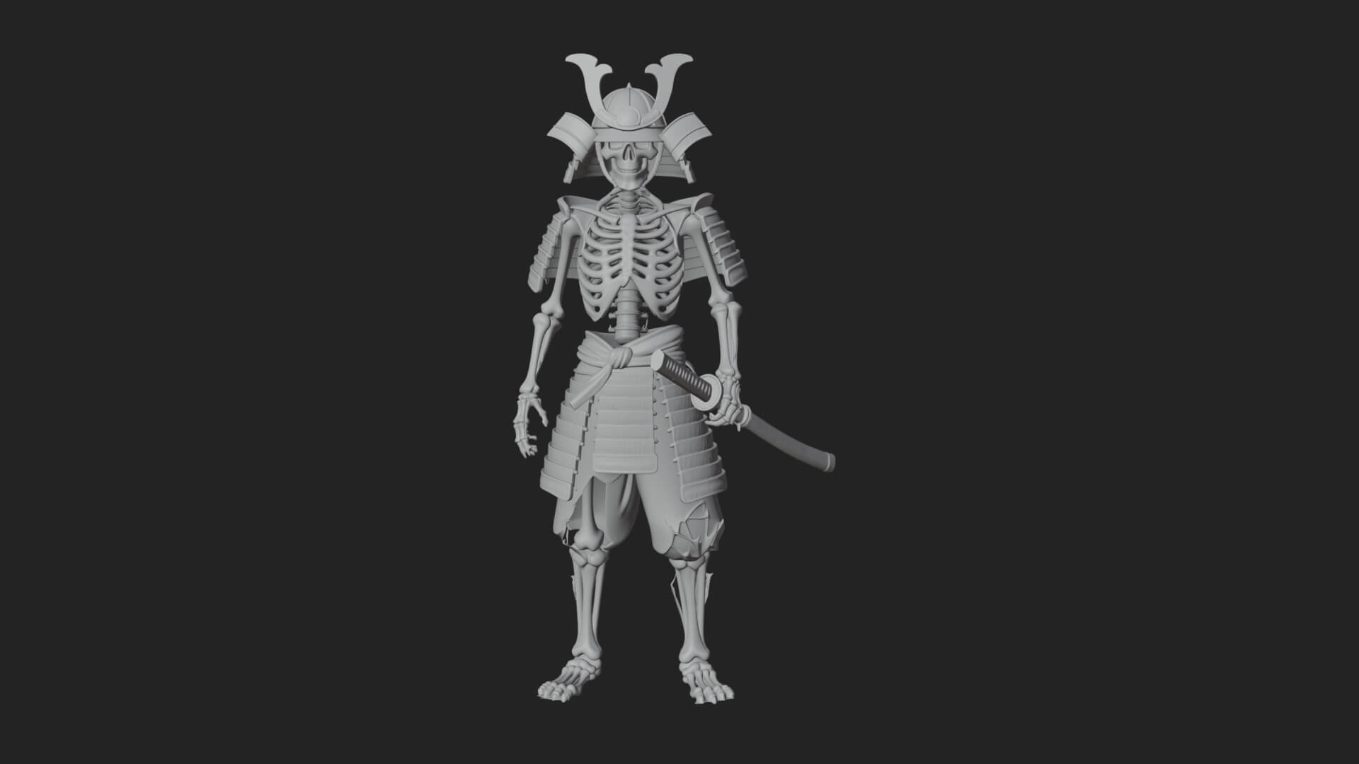 Skeleton Samurai Statue Design 4 3D Print Model 3D Model