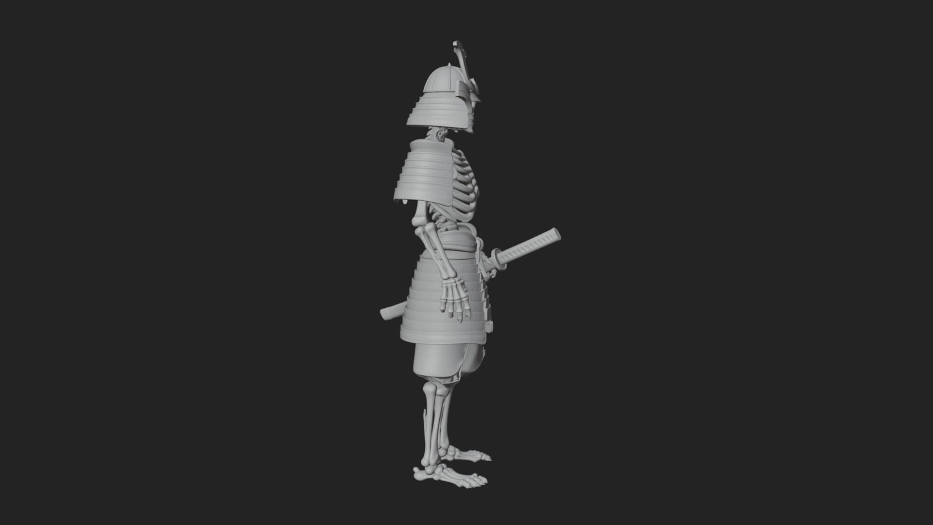 Skeleton Samurai Statue Design 4 3D Print Model 3D Model