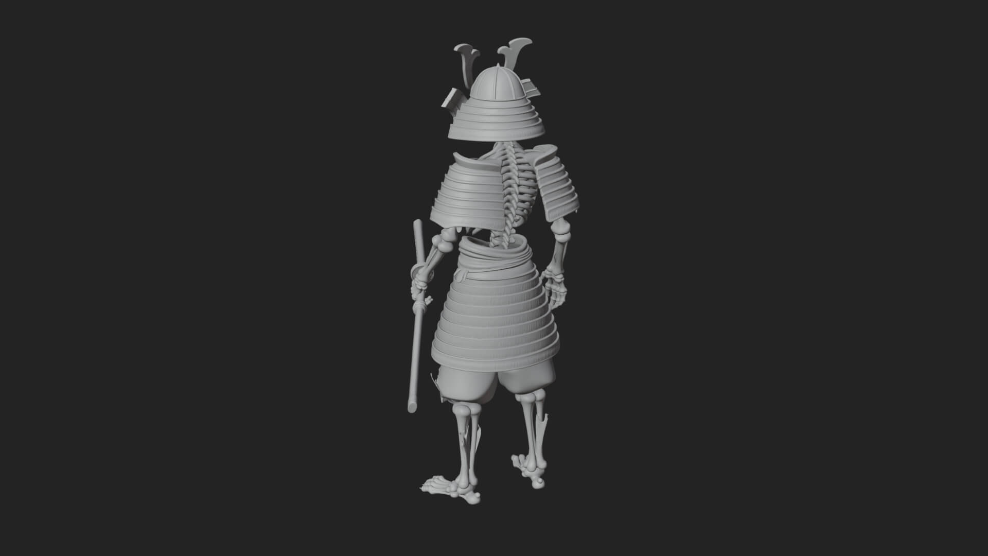 Skeleton Samurai Statue Design 4 3D Print Model 3D Model