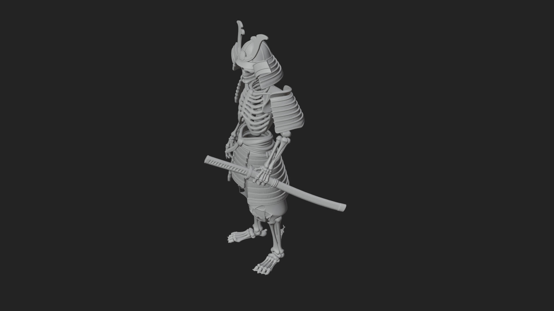 Skeleton Samurai Statue Design 4 3D Print Model 3D Model