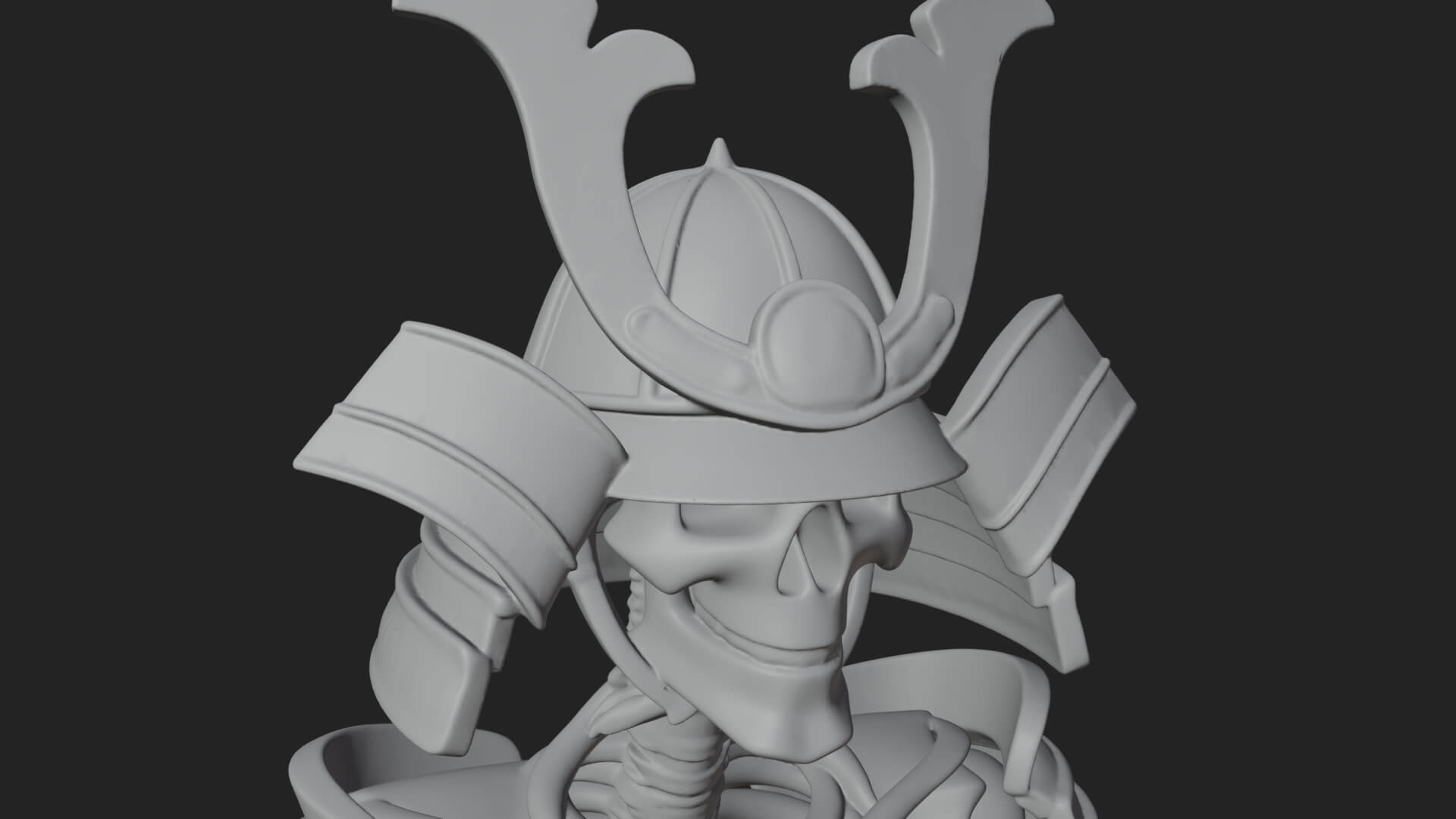 Skeleton Samurai Statue Design 4 3D Print Model 3D Model