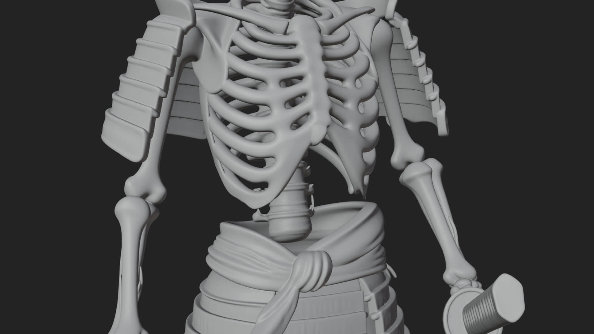 Skeleton Samurai Statue Design 4 3D Print Model 3D Model