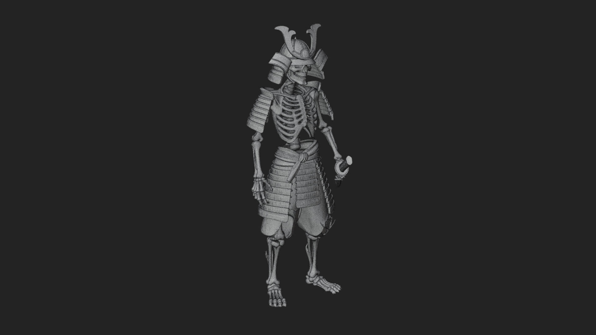 Skeleton Samurai Statue Design 4 3D Print Model 3D Model