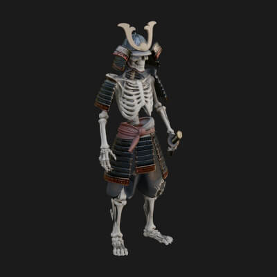 Skeleton Samurai Statue Design 4 3D Print Model