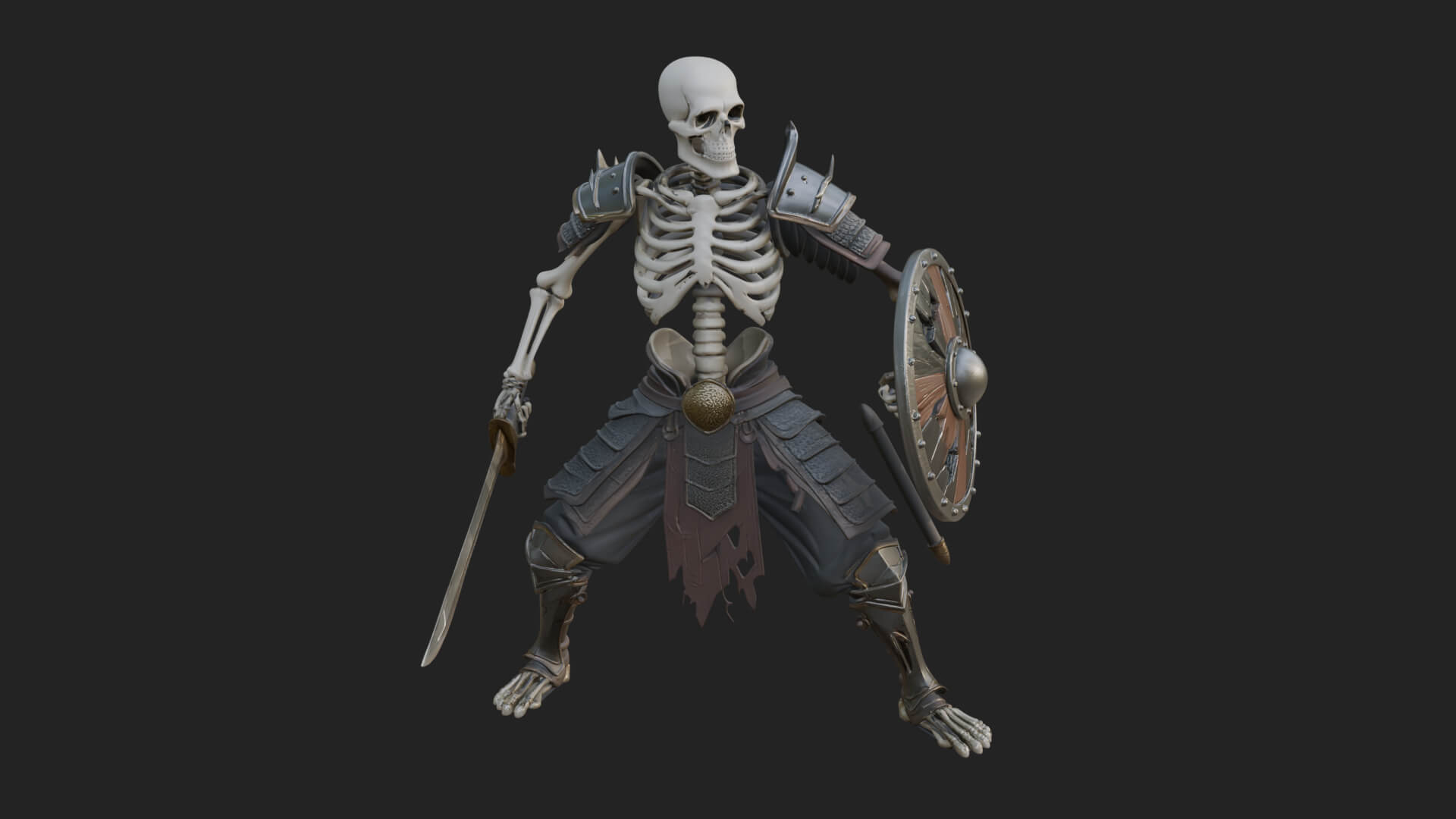 Skeleton Warrior Statue Design 22 3D Print Model 3D Model