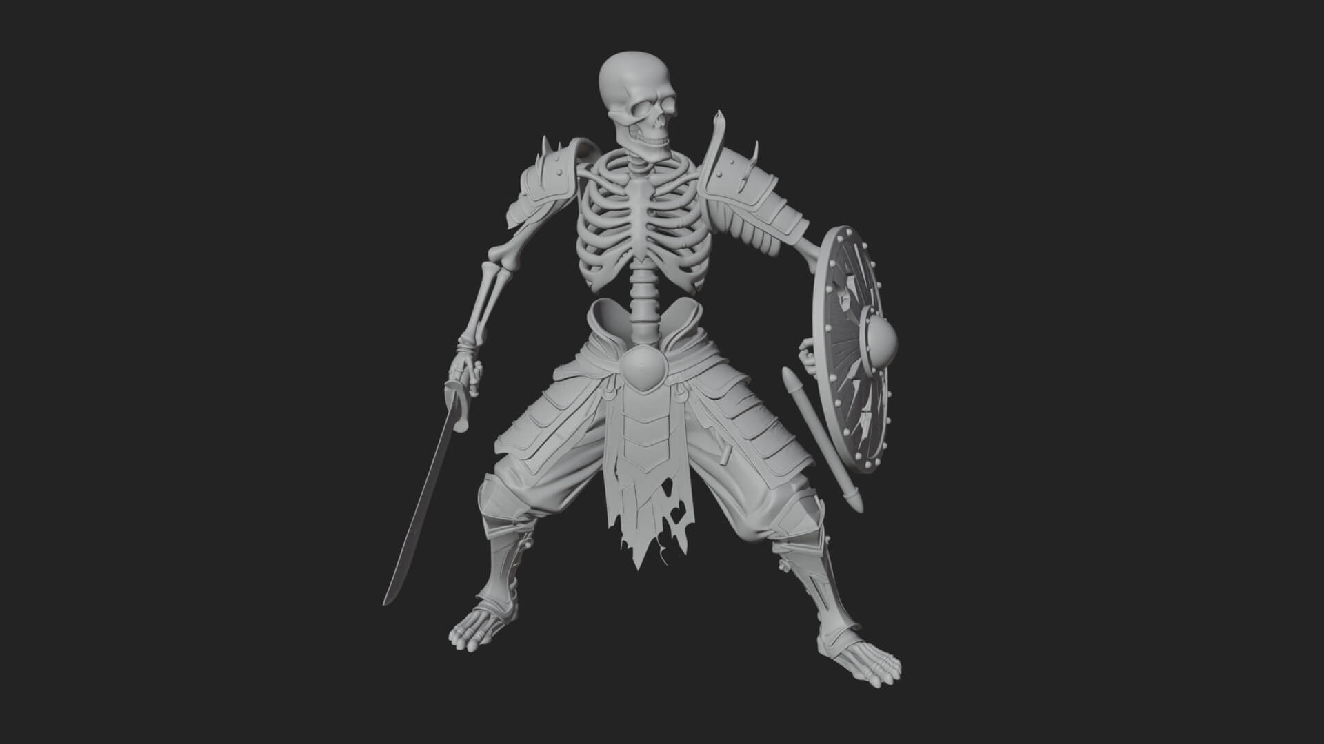 Skeleton Warrior Statue Design 22 3D Print Model 3D Model