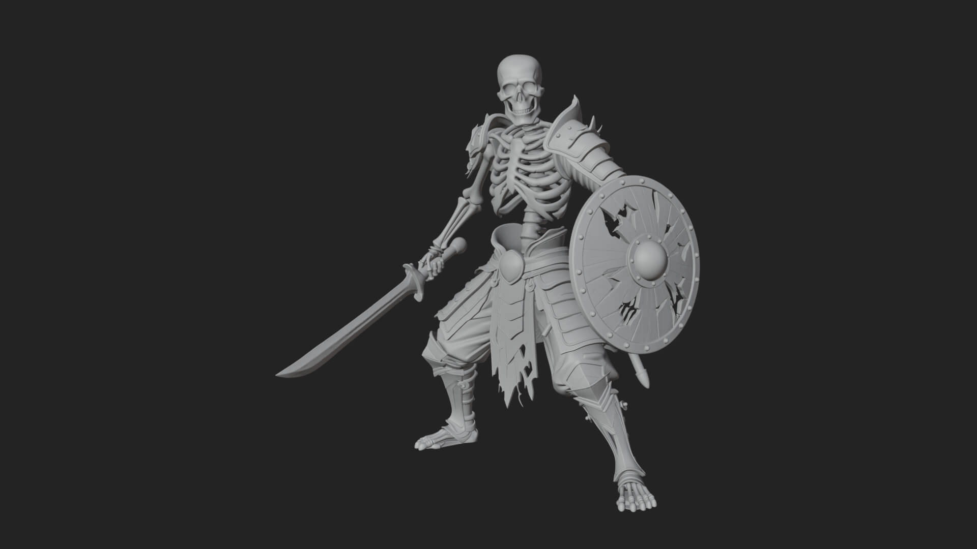 Skeleton Warrior Statue Design 22 3D Print Model 3D Model