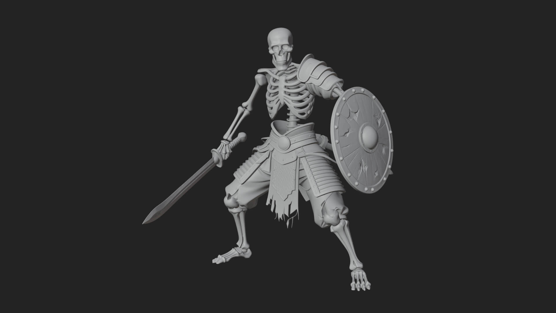 Skeleton Warrior Statue Design 23 3D Print Model 3D Model
