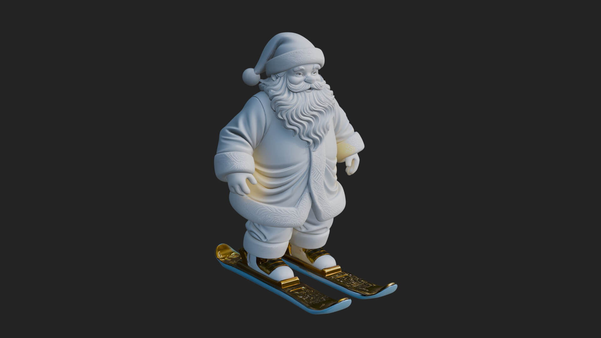 Skiing Santa Statue Design 1 3D Print Model 3D Model
