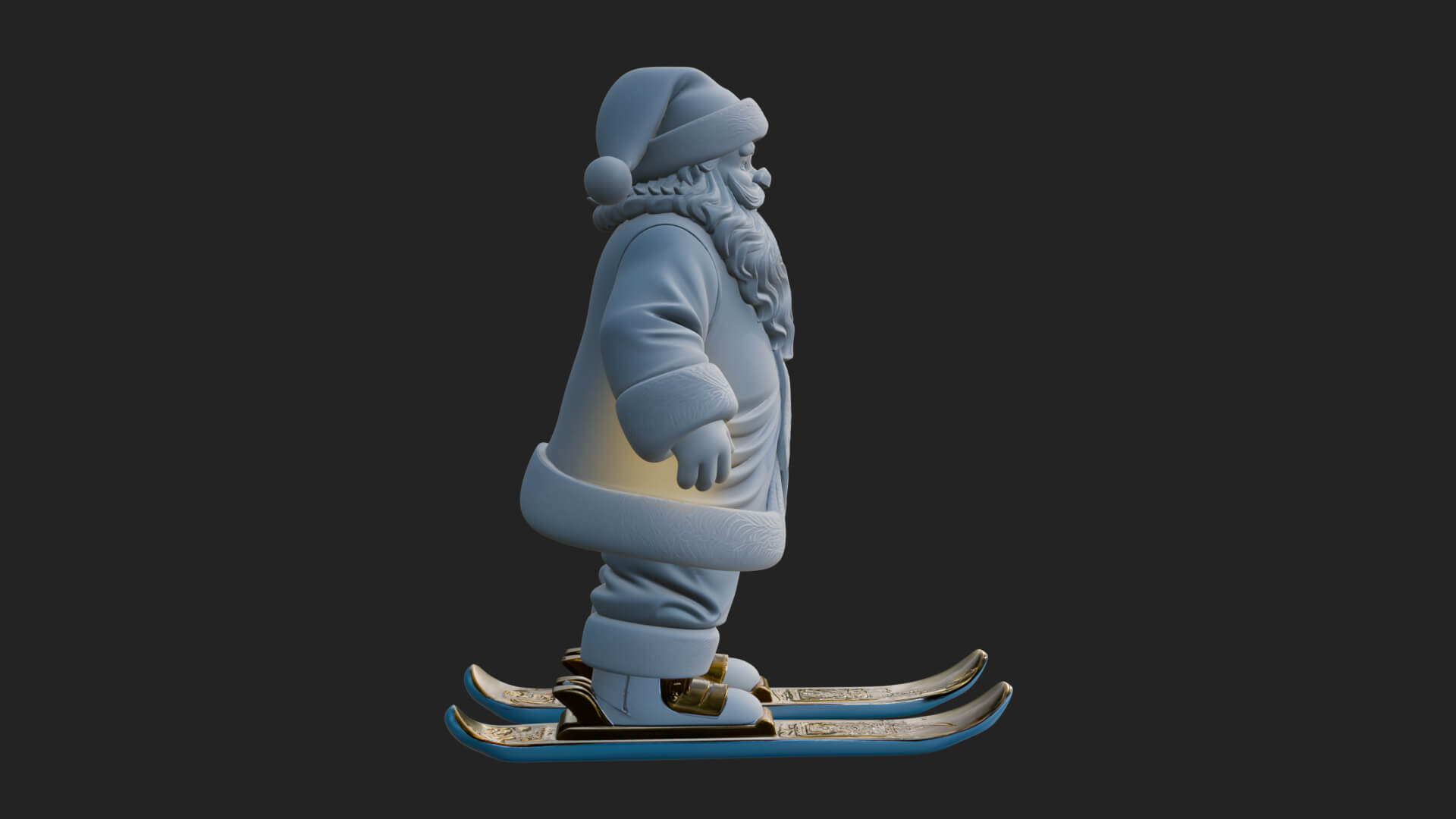 Skiing Santa Statue Design 1 3D Print Model 3D Model