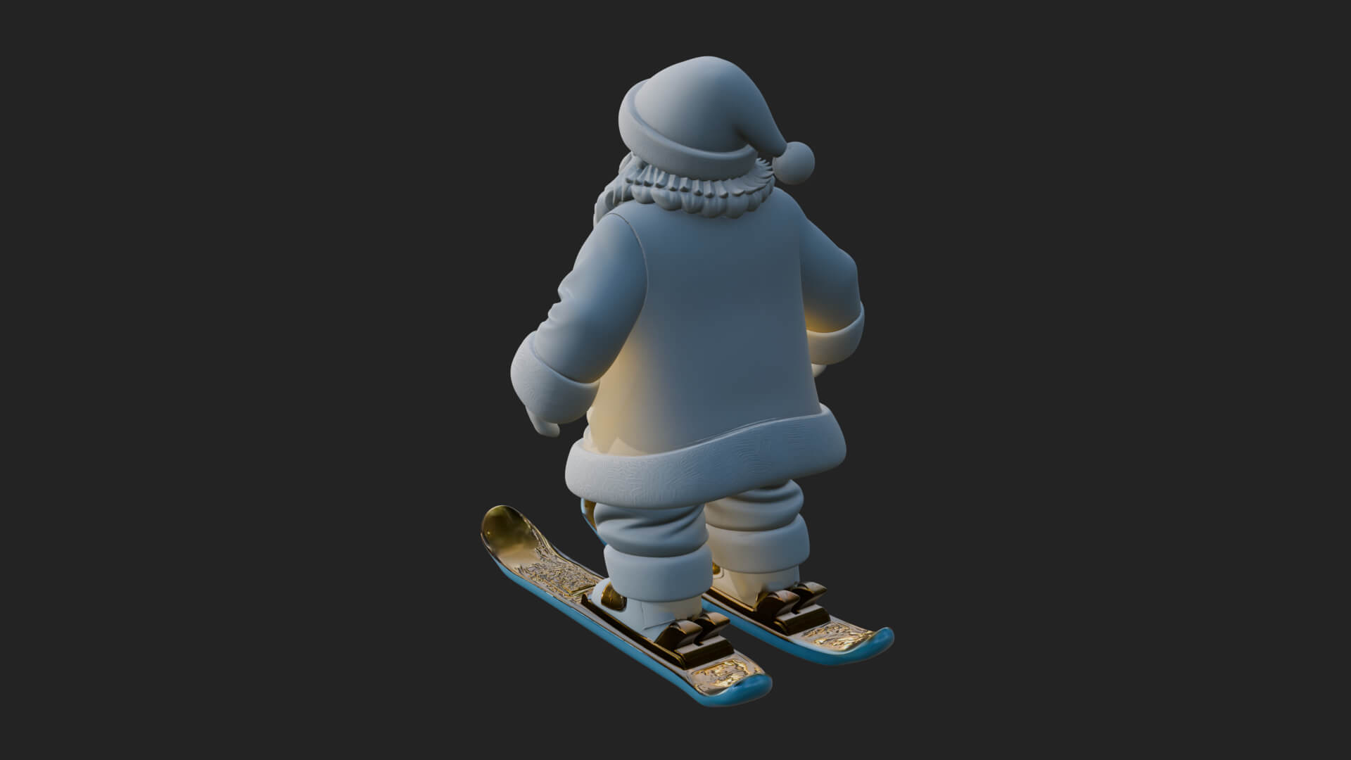 Skiing Santa Statue Design 1 3D Print Model 3D Model