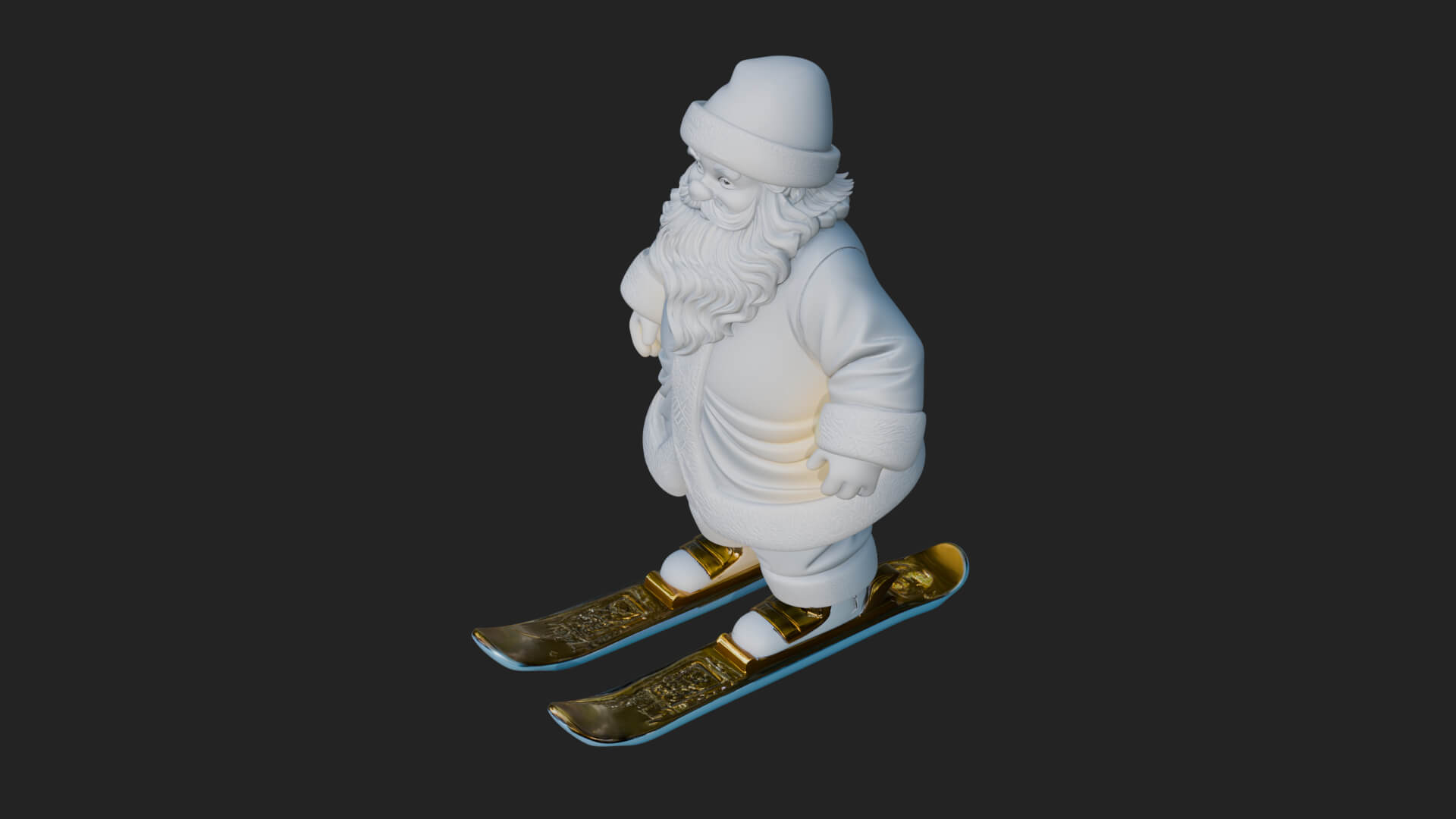 Skiing Santa Statue Design 1 3D Print Model 3D Model