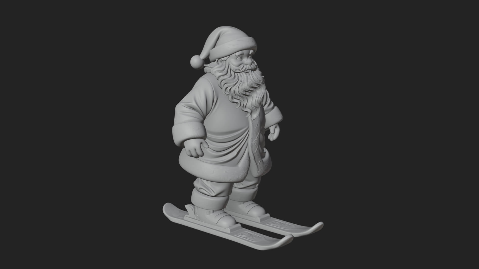 Skiing Santa Statue Design 1 3D Print Model 3D Model