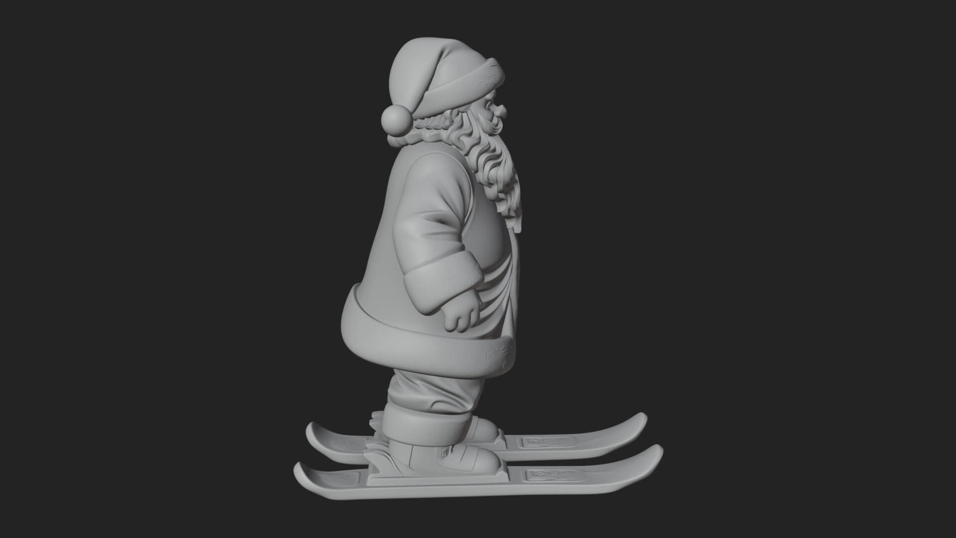 Skiing Santa Statue Design 1 3D Print Model 3D Model