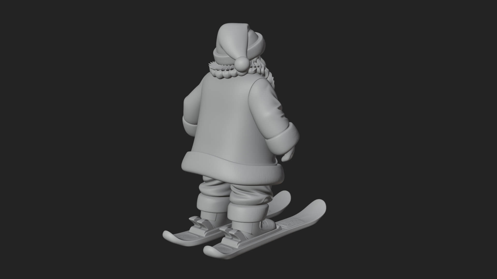 Skiing Santa Statue Design 1 3D Print Model 3D Model