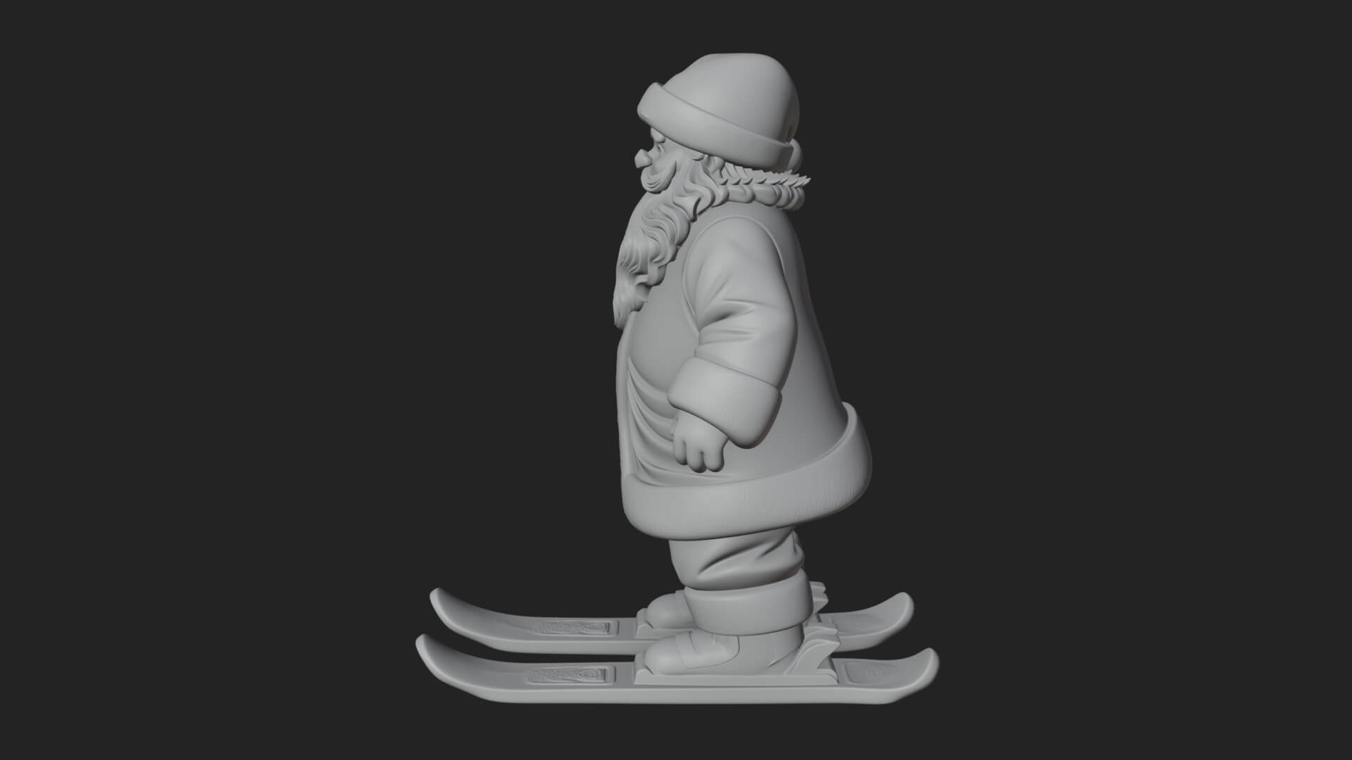 Skiing Santa Statue Design 1 3D Print Model 3D Model