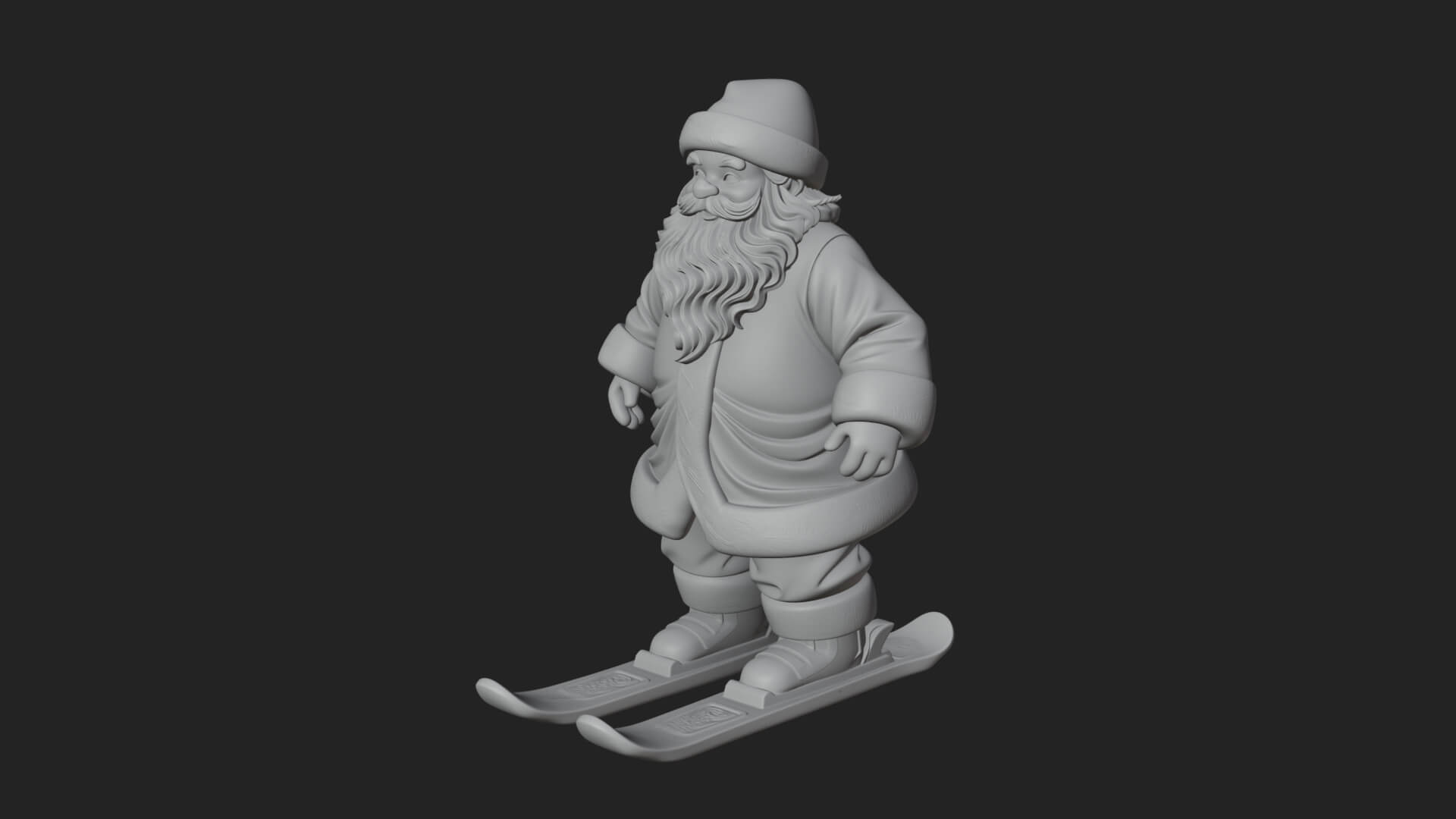 Skiing Santa Statue Design 1 3D Print Model 3D Model