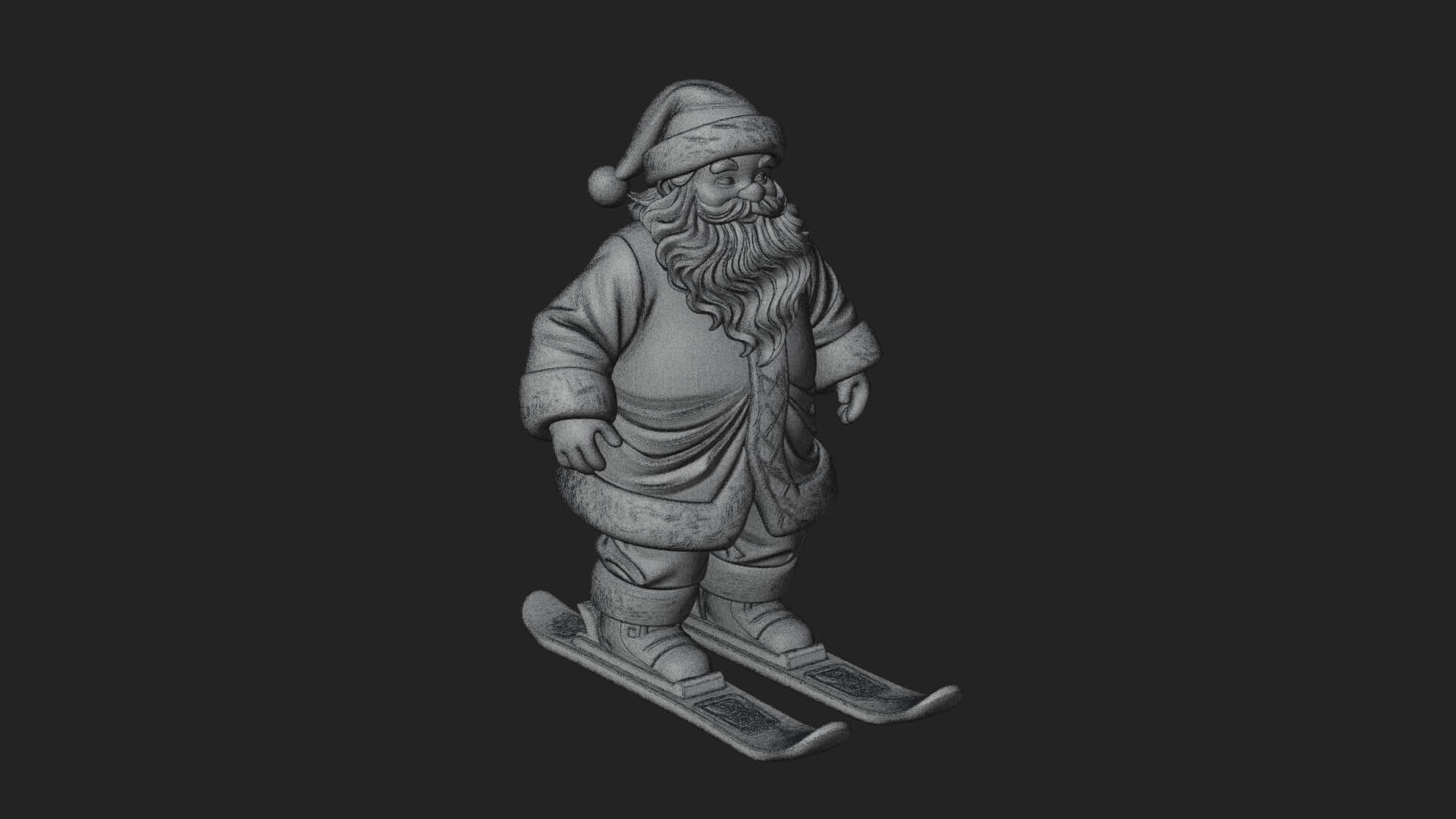 Skiing Santa Statue Design 1 3D Print Model 3D Model