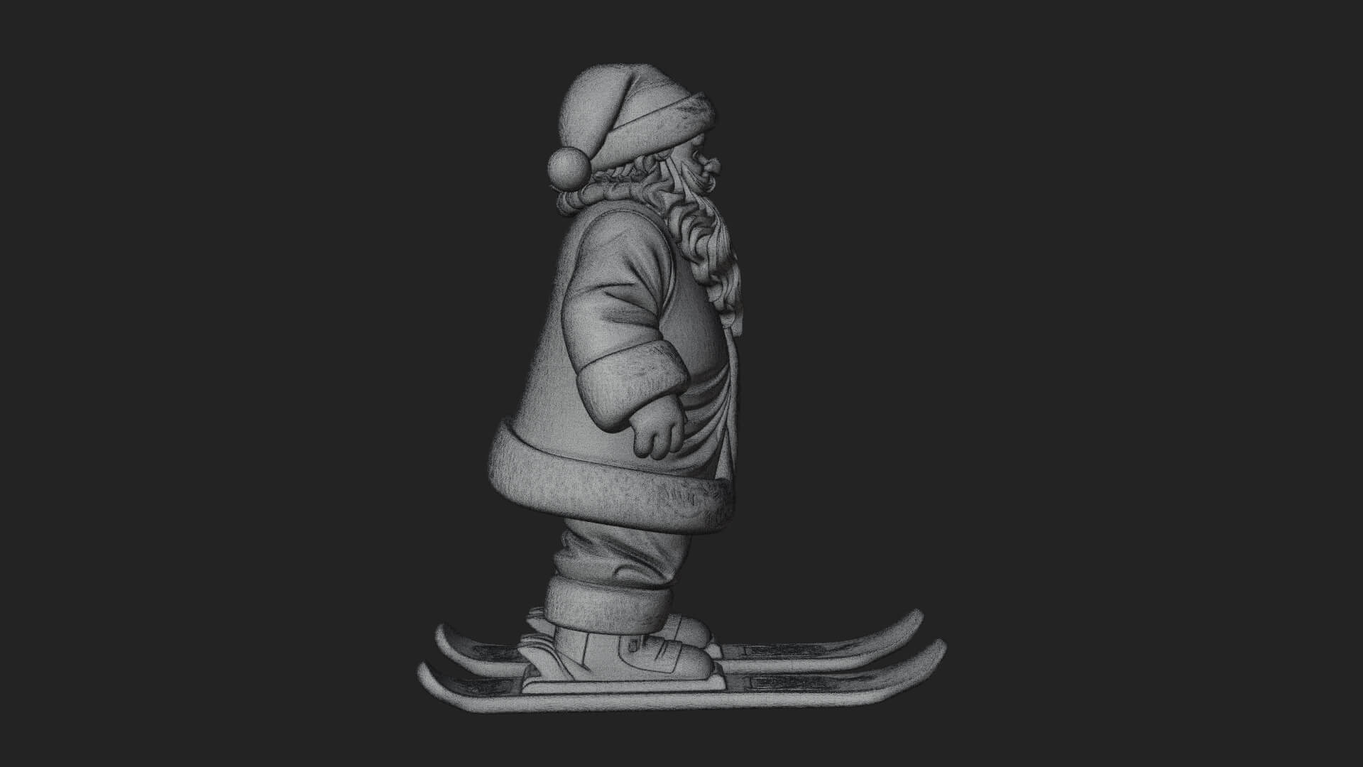 Skiing Santa Statue Design 1 3D Print Model 3D Model