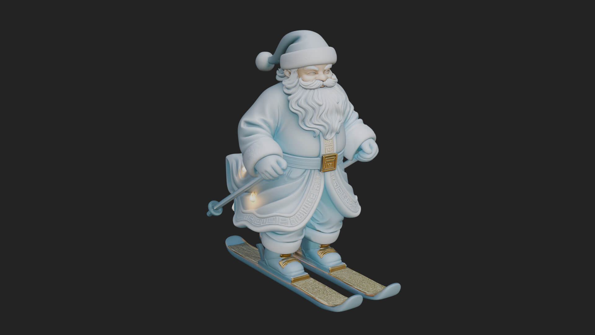Skiing Santa Statue Design 2 3D Print Model 3D Model