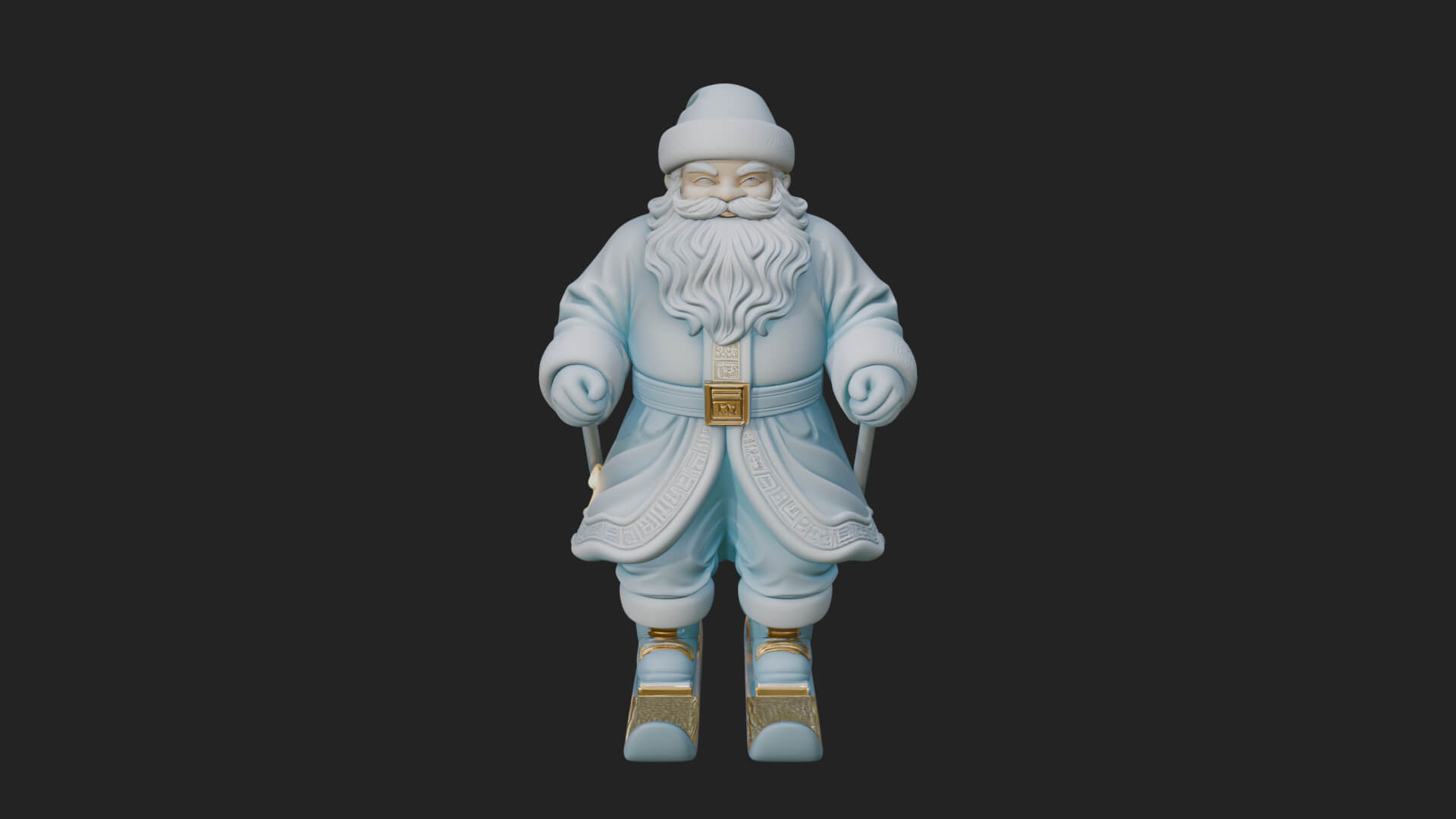 Skiing Santa Statue Design 2 3D Print Model 3D Model
