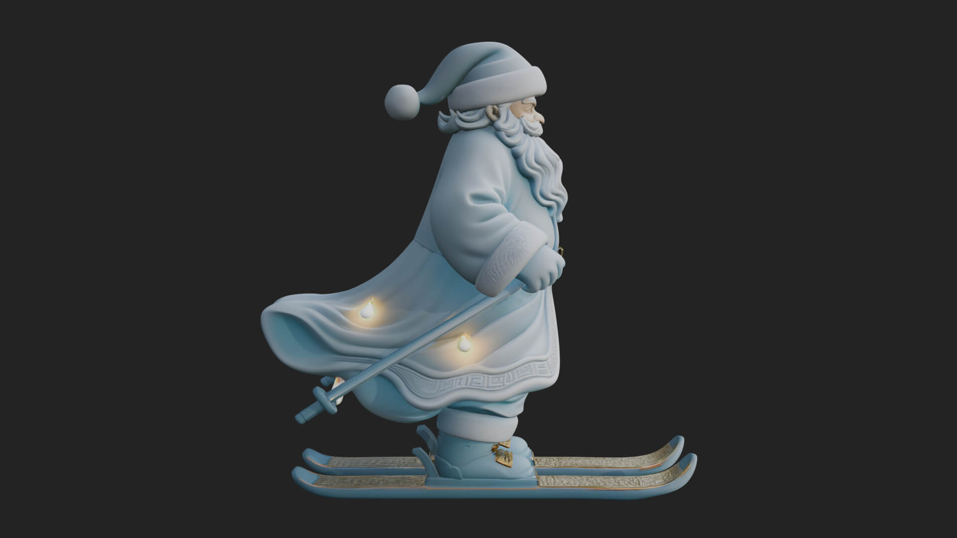 Skiing Santa Statue Design 2 3D Print Model 3D Model